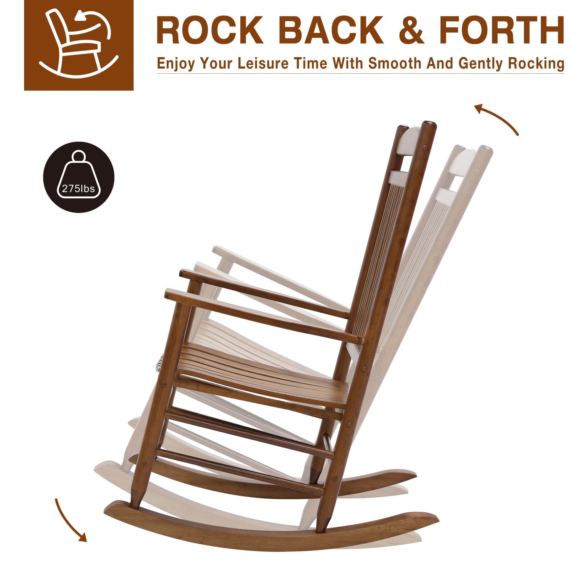 MUPATER 3-Piece Outdoor Rocking Chair Set with Bistro Table - Foldable Teak Wood Patio Furniture for Garden, Porch & Backyard Relaxation