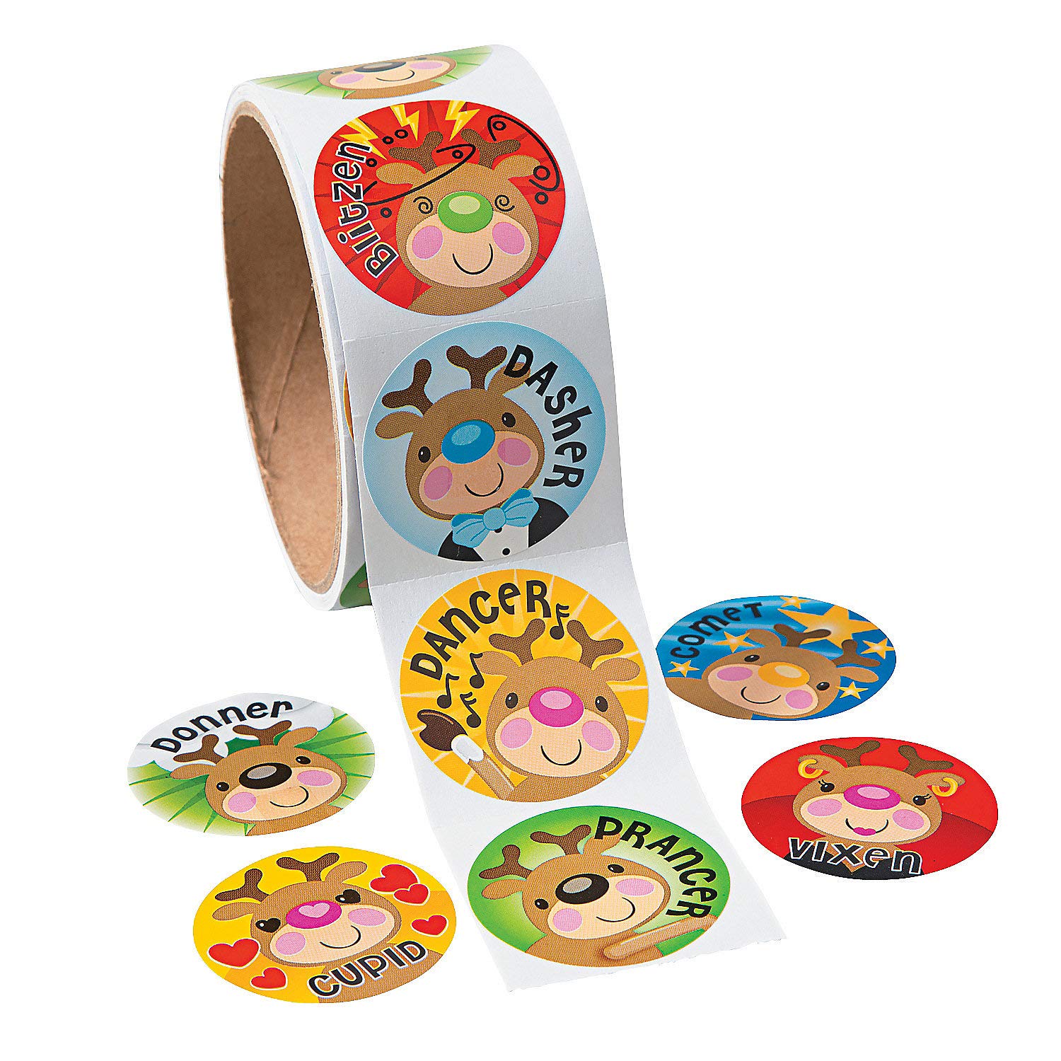 Fun Express Reindeer Roll Stickers for Christmas - 1 Roll of Festive Holiday Stationery Stickers - Perfect for Gift Wrapping, Scrapbooking & Holiday Crafts