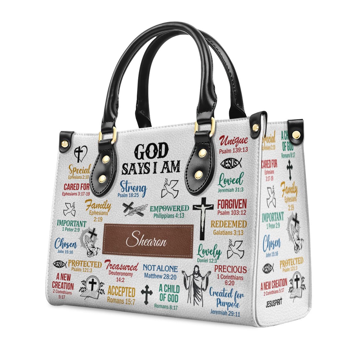Personalized Leather Handbags for Women - Custom Name & Monogram - Best Christmas & Christian Gifts - Perfect for Church, Work, and Special Occasions