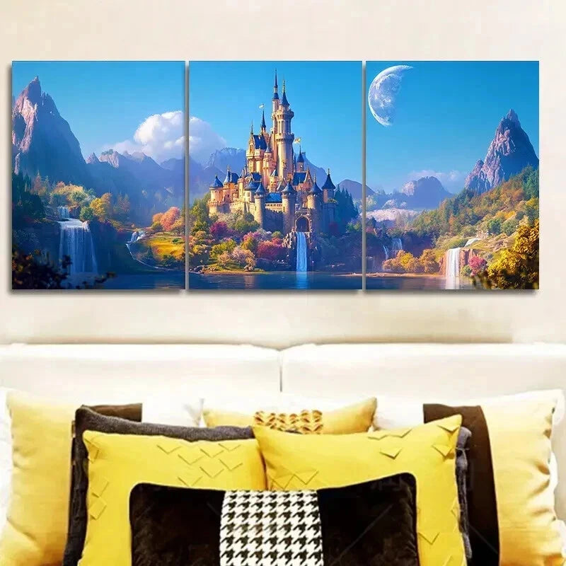 3-Piece Charming Old Castle Wall Art Set - Framed Canvas 50x70cm (20x28in) | High Quality Print | 100% Australian Made | Ready to Hang | Perfect for Living Room, Bedroom & Office Decor