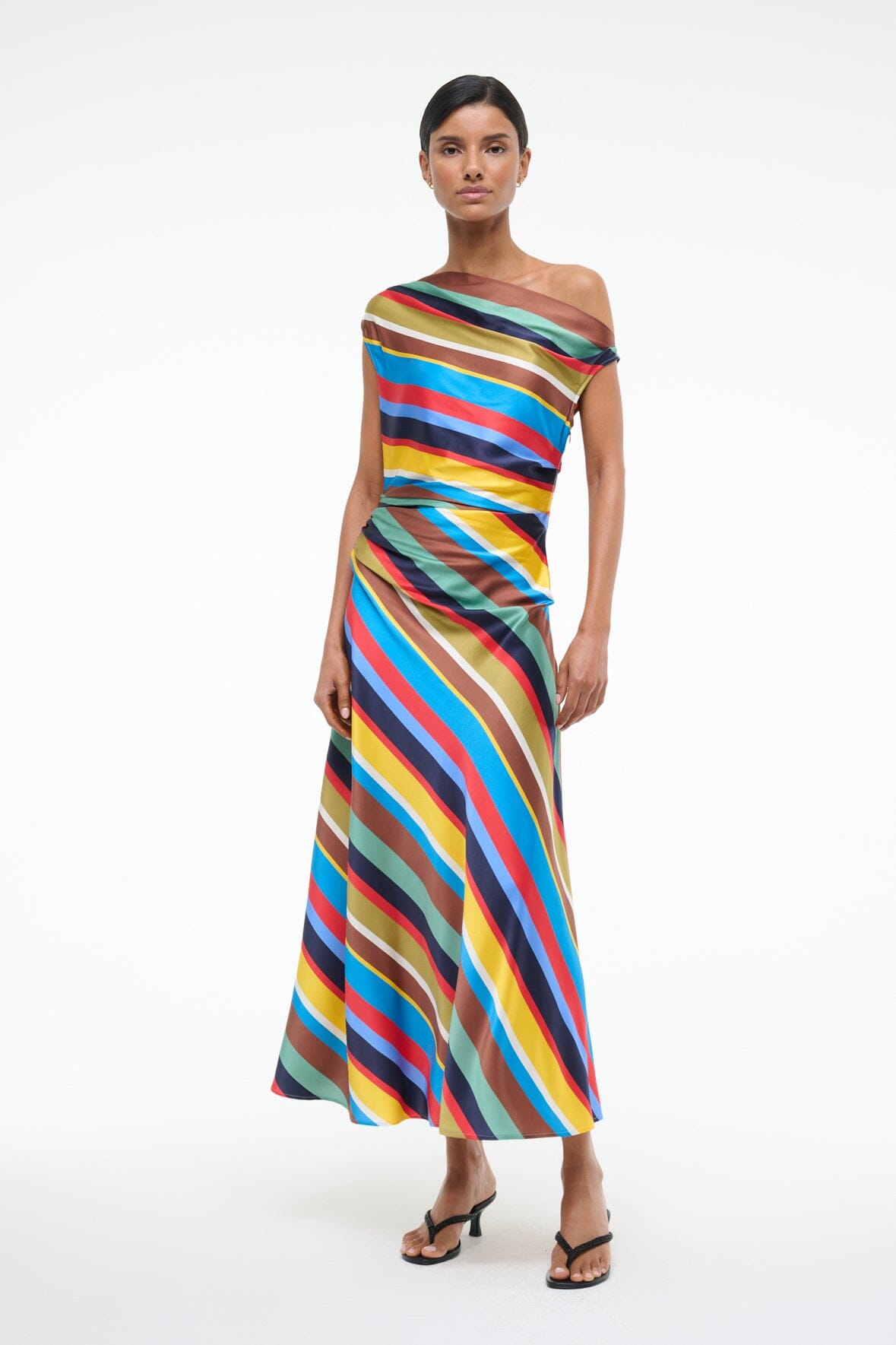 PHARE SILK DRESS | MARKET STRIPE - Elegant Silk Dress for Women, Perfect for Summer Parties, Weddings & Special Occasions