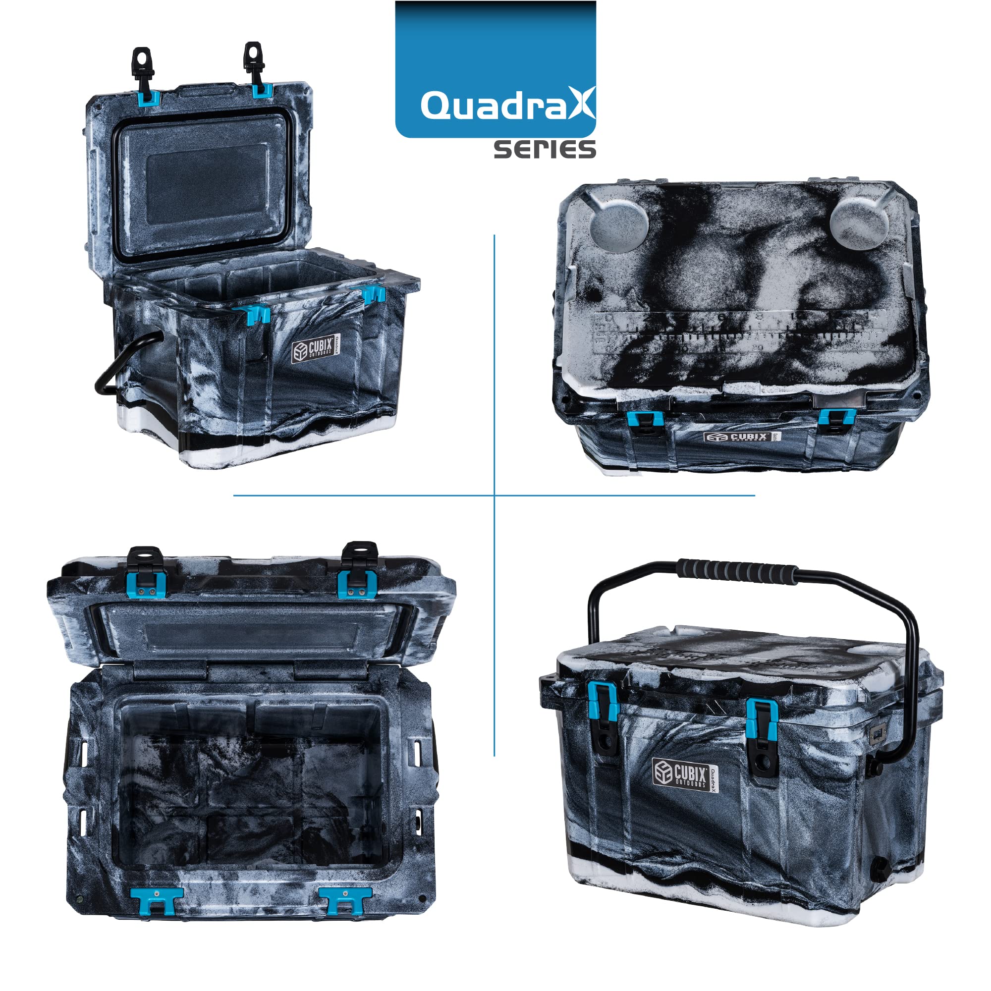 QuadraX 20QT Rotomolded Portable Hard Cooler for Camping, Fishing, Beach | Heavy Duty Insulated Ice Chest | 5-Day Cold Retention | Perfect for Outdoor Adventures, Picnics, Tailgating & Road Trips