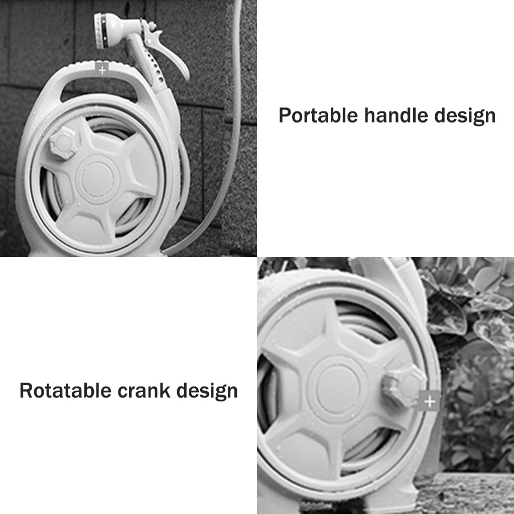 Portable Garden Hose Reel Cart with Water Gun - ABS Mini Hose Storage Rack for Outdoor Car Washing, Gardening & Lawn Watering (Rose Red, Includes 13.5m/44ft DN15 Hose) - Perfect for Backyard, Patio & Home Cleaning