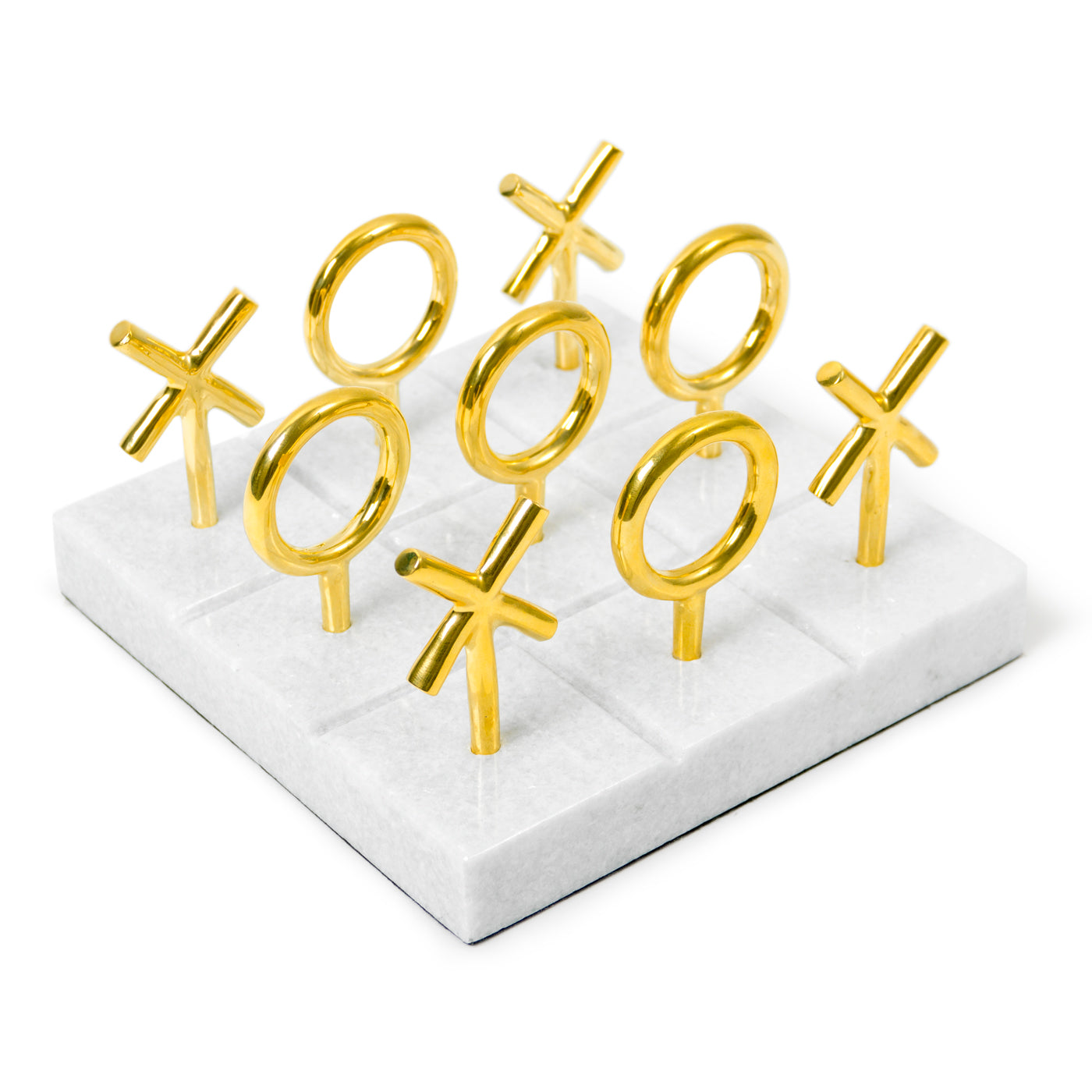 Premium Brass Tic Tac Toe Game Set - Classic Travel Board Game for Kids & Adults - Perfect for Camping, Road Trips, and Family Game Nights