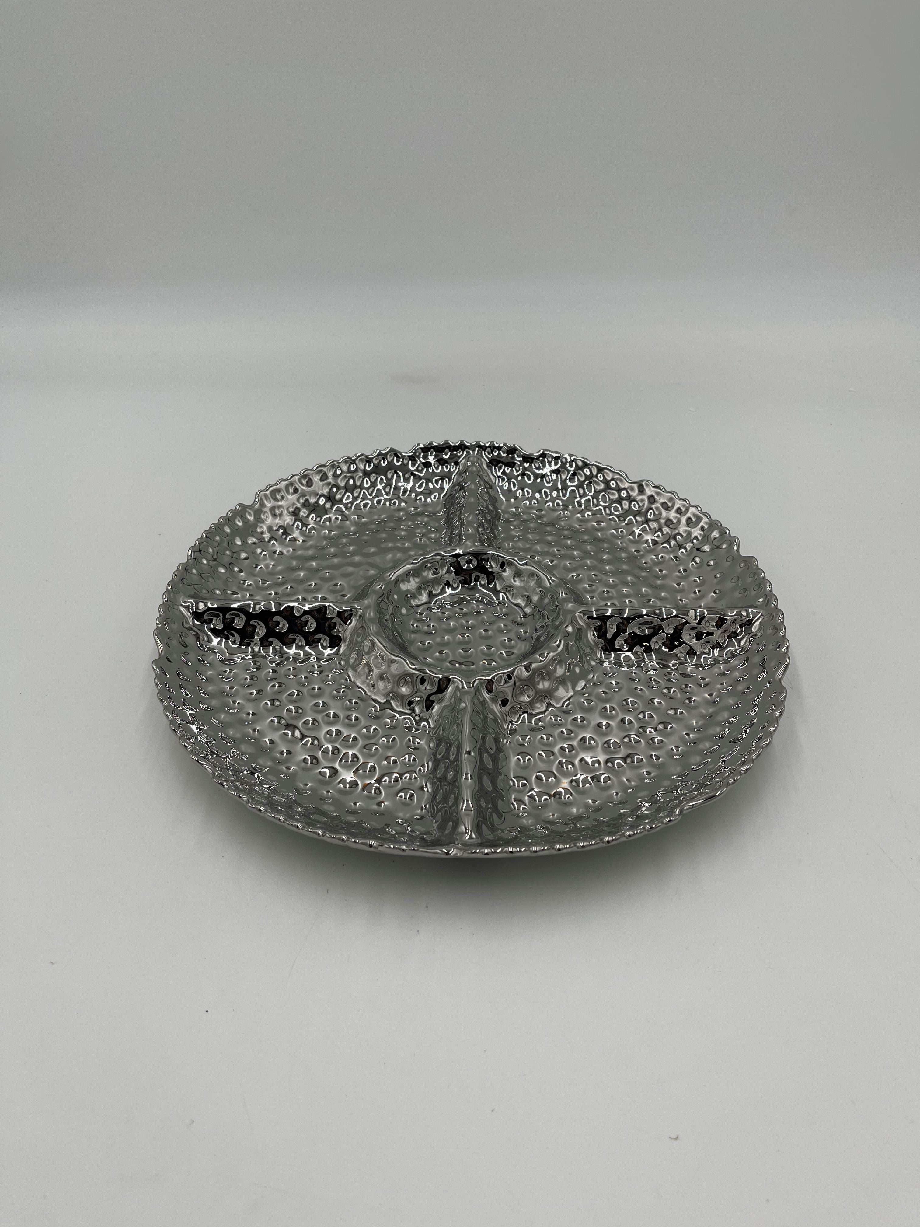 12-Piece Silver Round Sectional Plates Set - Elegant Serving Dishes for Parties, Weddings & Buffets