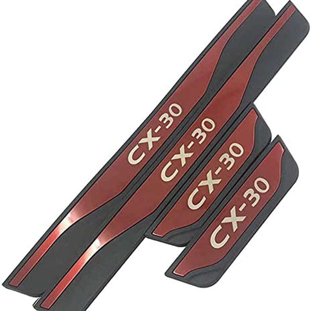 4PCS Stainless Steel Car Door Sill Protector for Mazda CX-30 2020-2021 - Anti-Slip Scuff Guard for Car Interior Protection