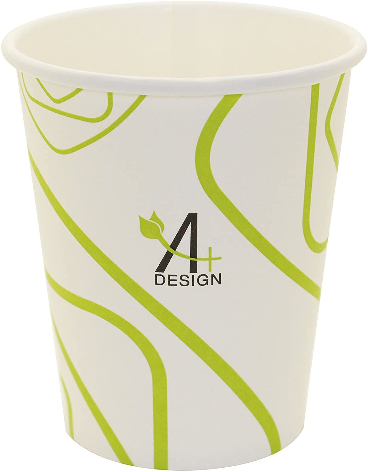 Eco-Friendly 8 oz Biodegradable & Compostable Paper Coffee Cups - 100 Count, Green Lines Design | Perfect for Home, Office, Cafes & Eco-Conscious Events