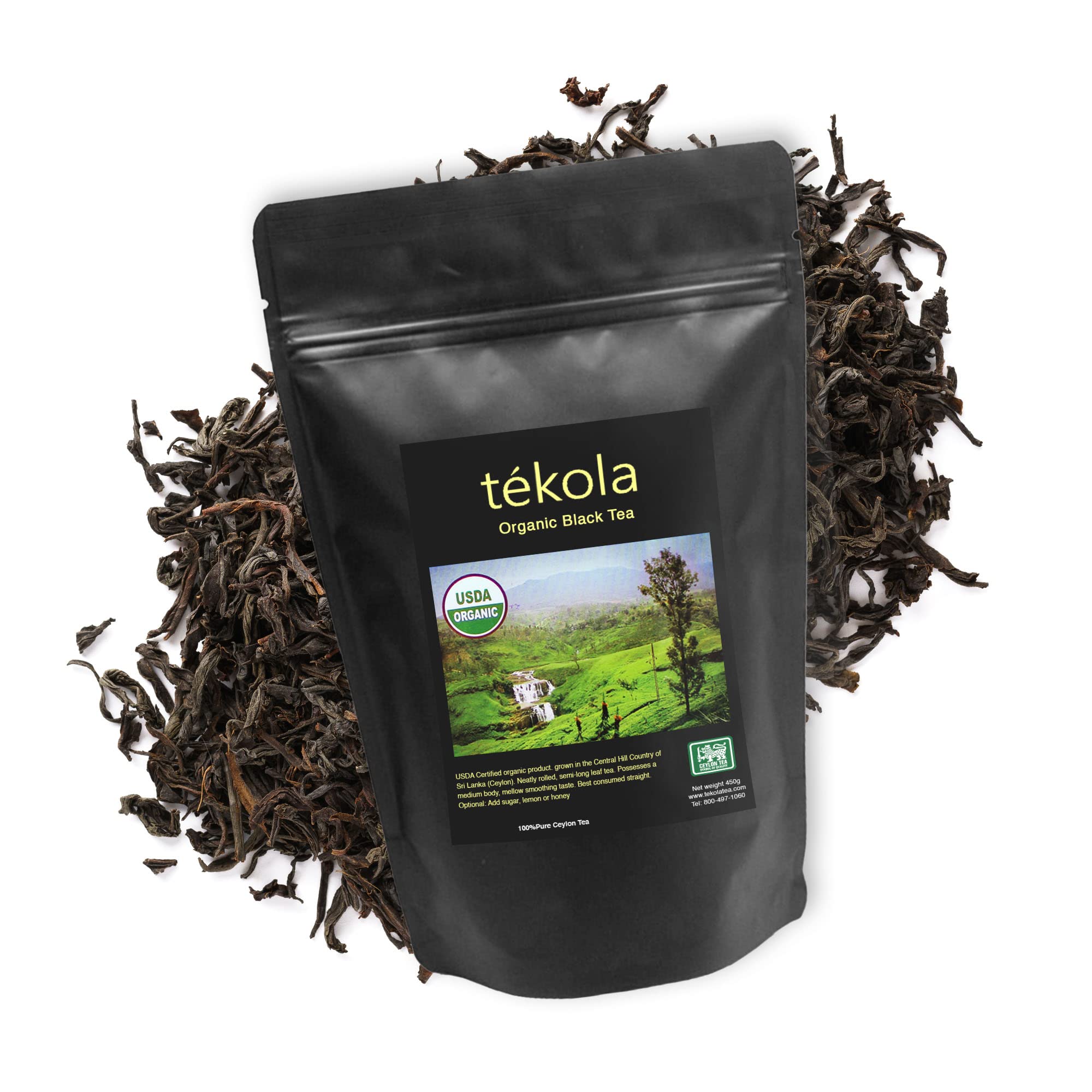 Tekola Tea Co. Organic Black Tea Loose Leaf - Premium Ceylon Blend, Robust Flavor, 16oz | USDA Certified Organic, Antioxidant-Rich | Perfect for Morning Boost & Afternoon Relaxation