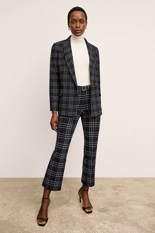 Kick Flare Foster PowerStretch Plaid Pants - Black/White | High Waisted Stretchy Workout & Yoga Pants for Women | Perfect for Gym, Running & Casual Wear