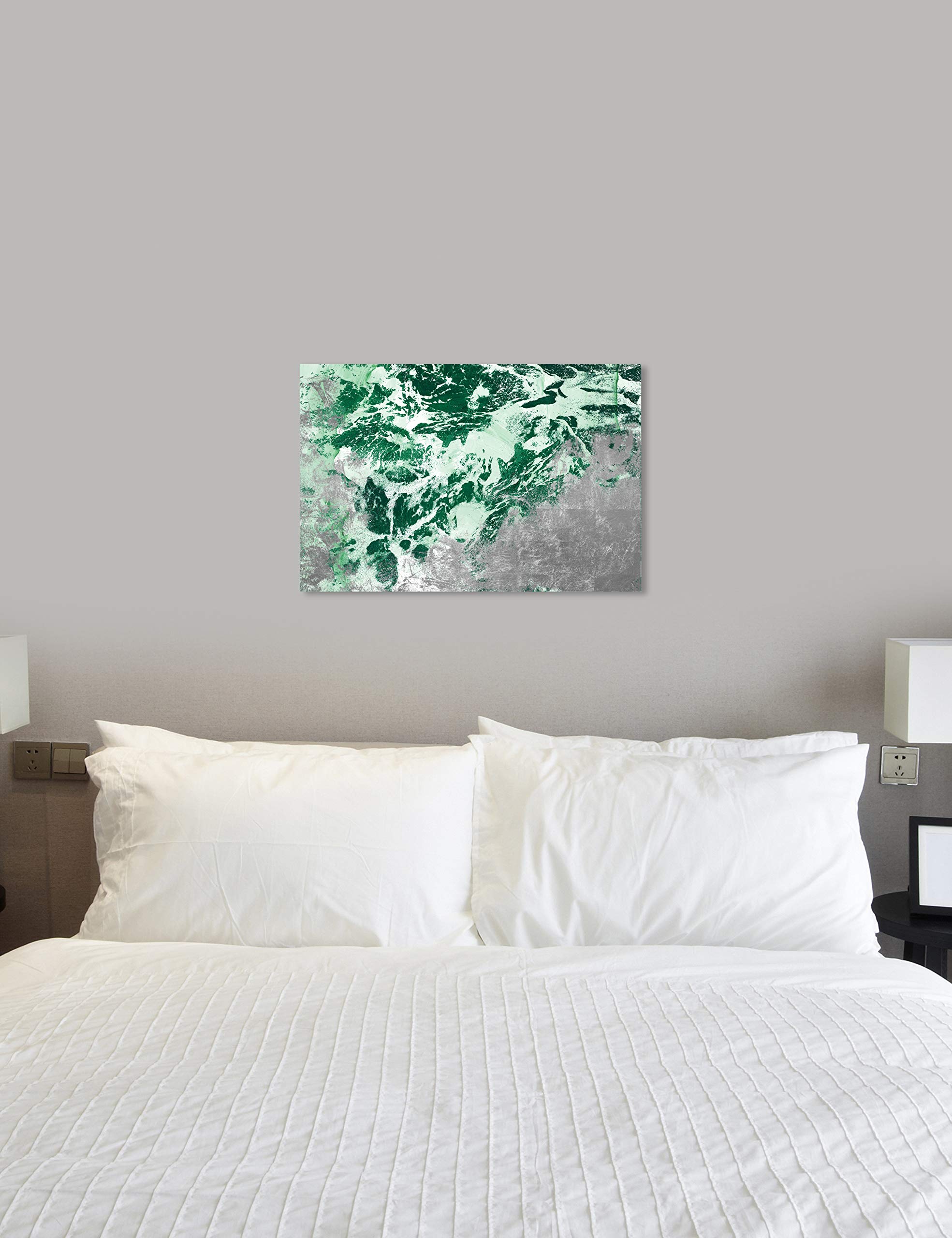 Abstract Wall Art Canvas Print 'Dreams of The Sea' - 36x24 Inch Coastal Home Decor in Green & Gray | Perfect for Living Room, Bedroom or Office Wall Decor