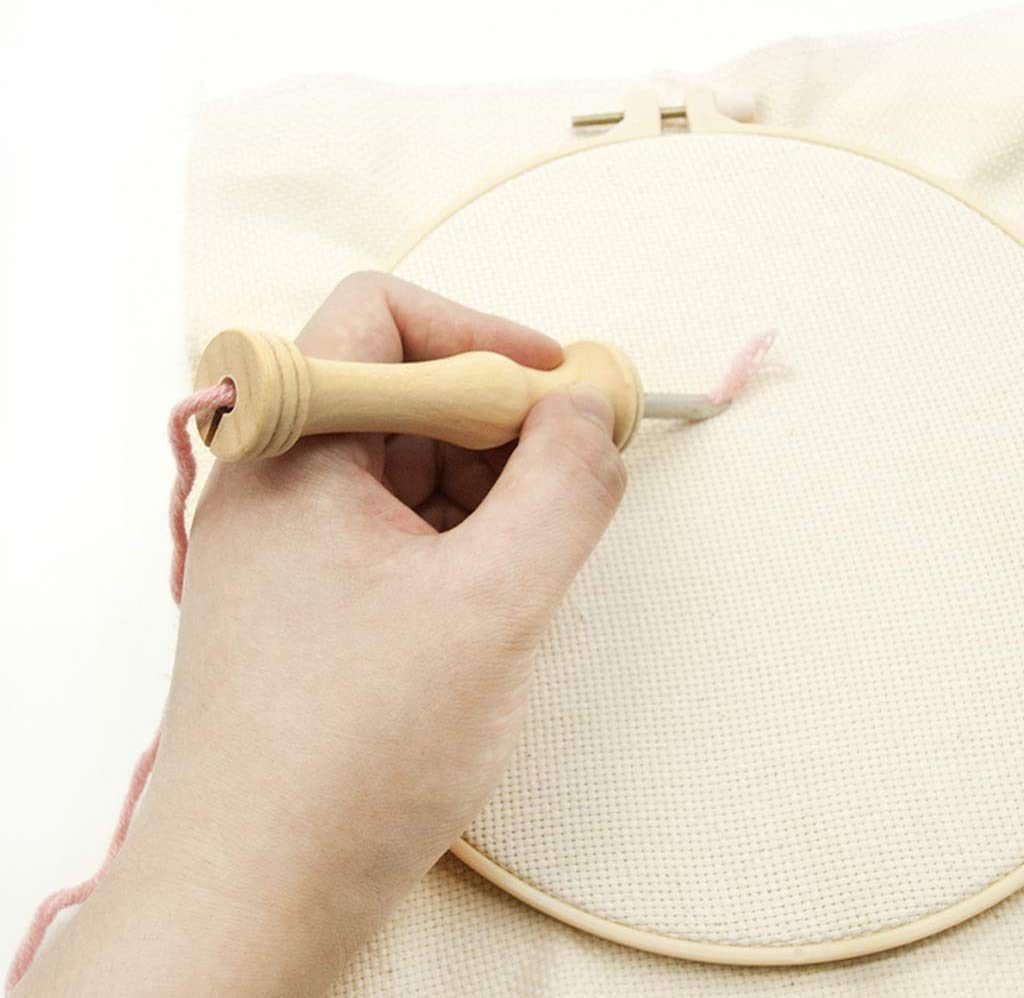Wooden Handle Embroidery Punch Needle Tool Set for DIY Rug Hooking, Stitching, Applique & Craft Projects - Perfect for Home Decor, Wall Hangings & Handmade Gift Making