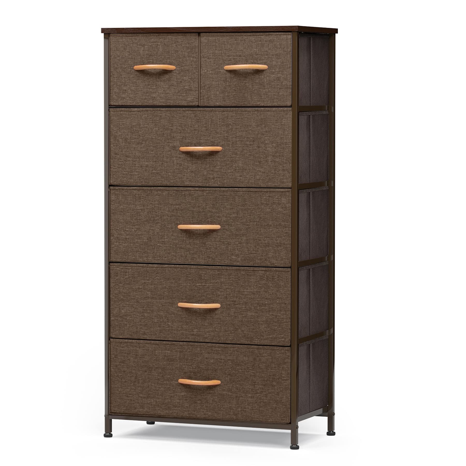 JOINHOM 6-Drawer Fabric Storage Tower Dresser with Sturdy Steel Frame & Wooden Top - Organizer for Bedroom, Office, Entryway, Living Room & Closet - Perfect for Storing Clothes, Toys, Books & Home Essentials