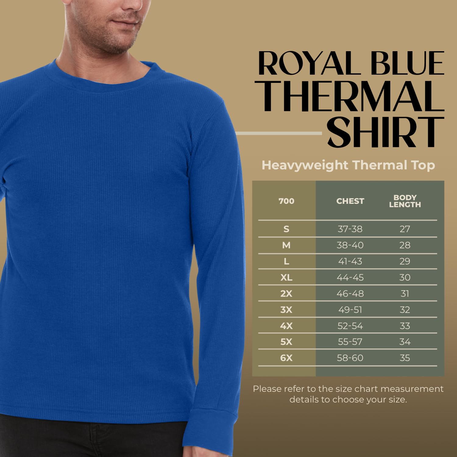JMR Men’s Heavyweight Waffle Thermal Shirt - 100% Cotton Long Sleeve Base Layer - Warm & Breathable Winter Underwear for Outdoor Activities, Hiking, and Camping