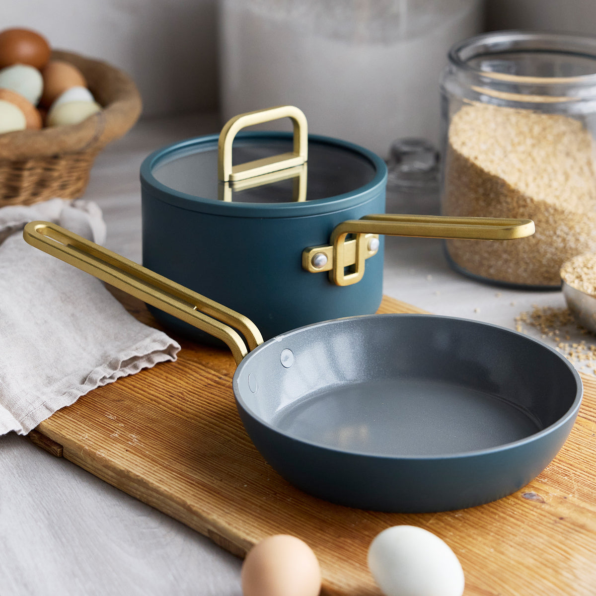 Stanley Tucci™ 6-Piece Ceramic Nonstick Cookware Set with Free Tucci Cookbook | Venetian Teal | Perfect for Italian Cooking, Family Dinners & Gift Giving