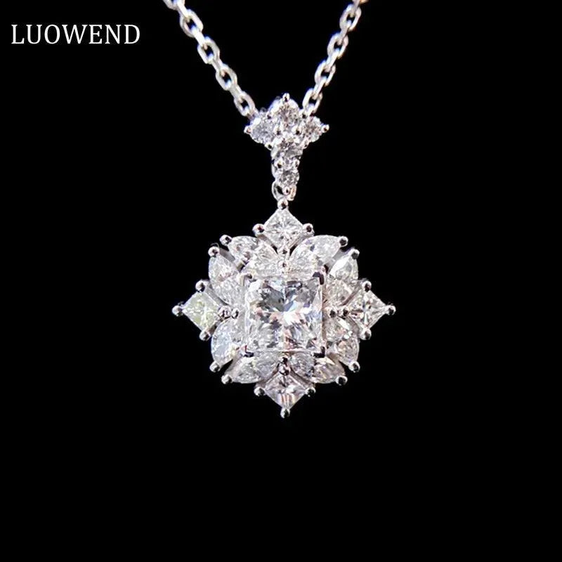 18K White Gold Diamond Pendant Necklace for Women - Luxury Shiny Wedding Jewelry with Real Natural Diamonds | Perfect for Bridal, Anniversary & Special Occasion Gifts