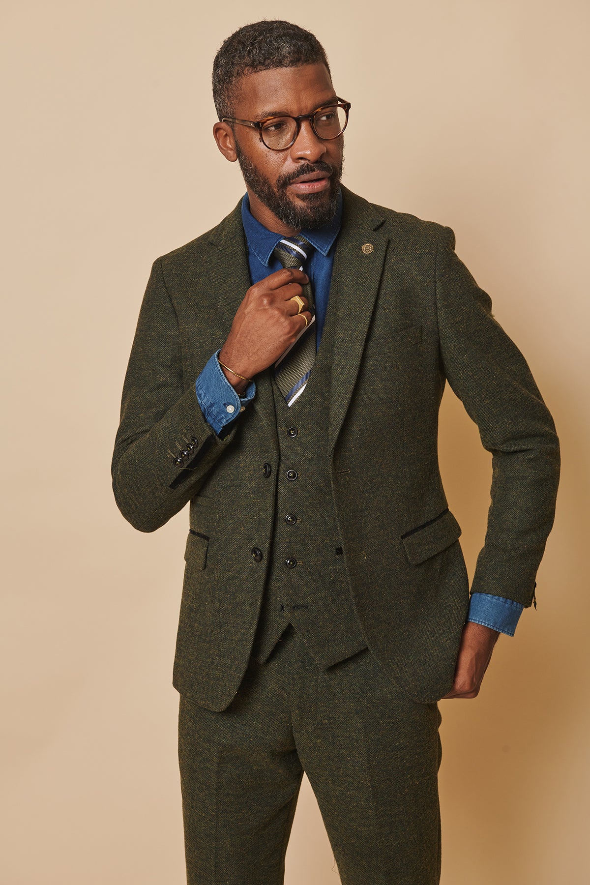 Marlow Olive Green Tweed Blazer for Women - Classic Slim Fit Jacket for Office, Business Meetings & Formal Events