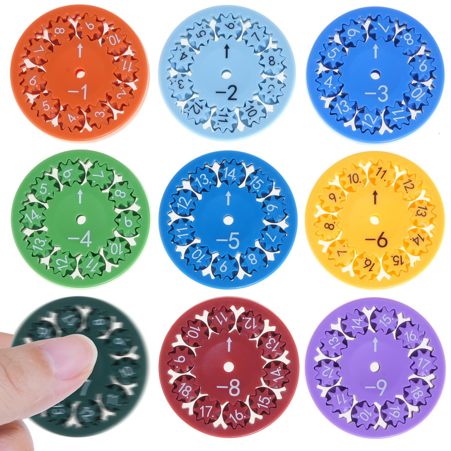 Math Fidget Spinners - Educational Learning Toys for Kids (9 Pcs) - Practice Addition, Subtraction, Multiplication & Division - Perfect for Homeschooling, Classroom Prizes & Stress Relief