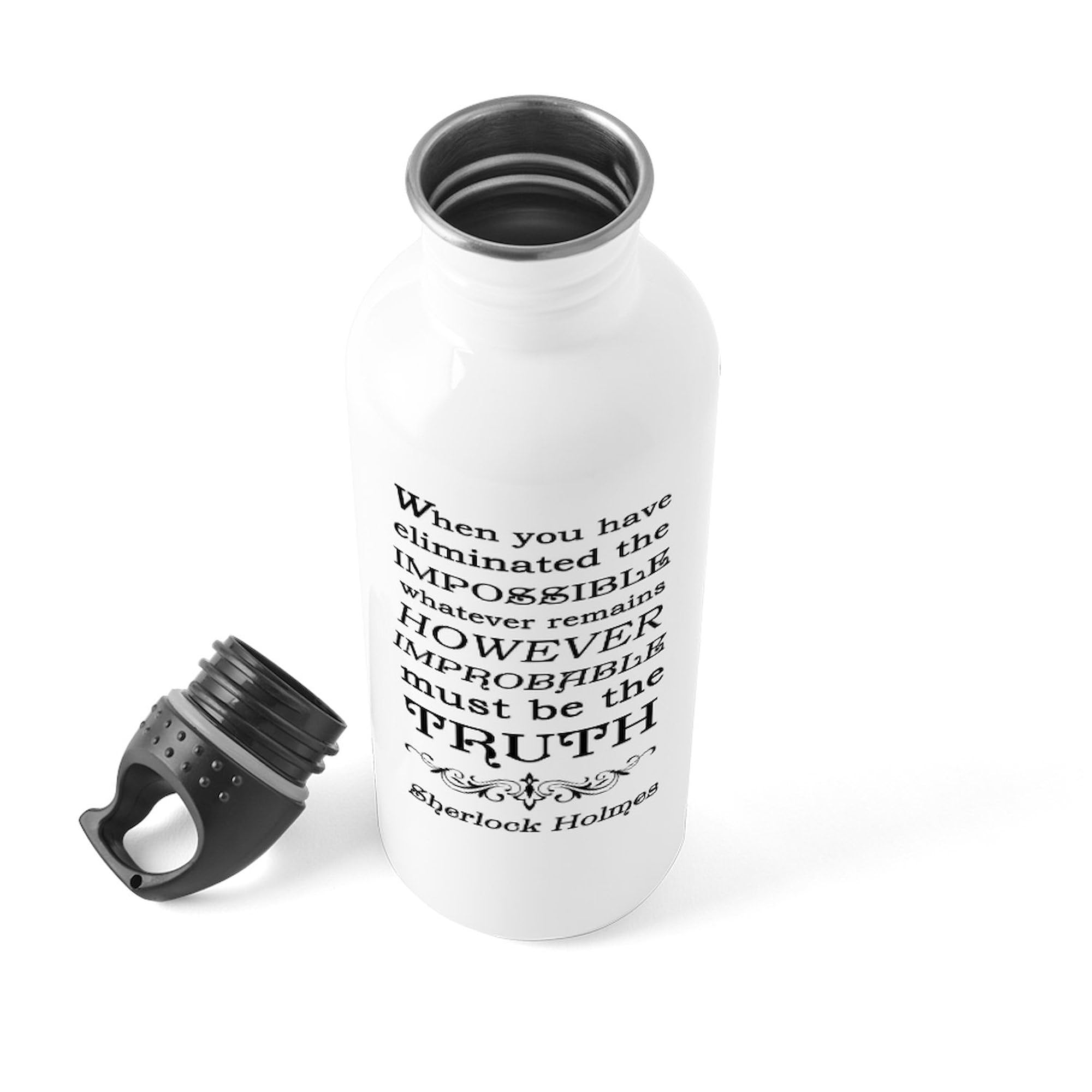 Sherlock Holmes Stainless Steel Water Bottle 1.0L (34 oz) - Vacuum Insulated, Leak Proof, BPA Free - Perfect for Travel, Gym, Hiking & Office Use