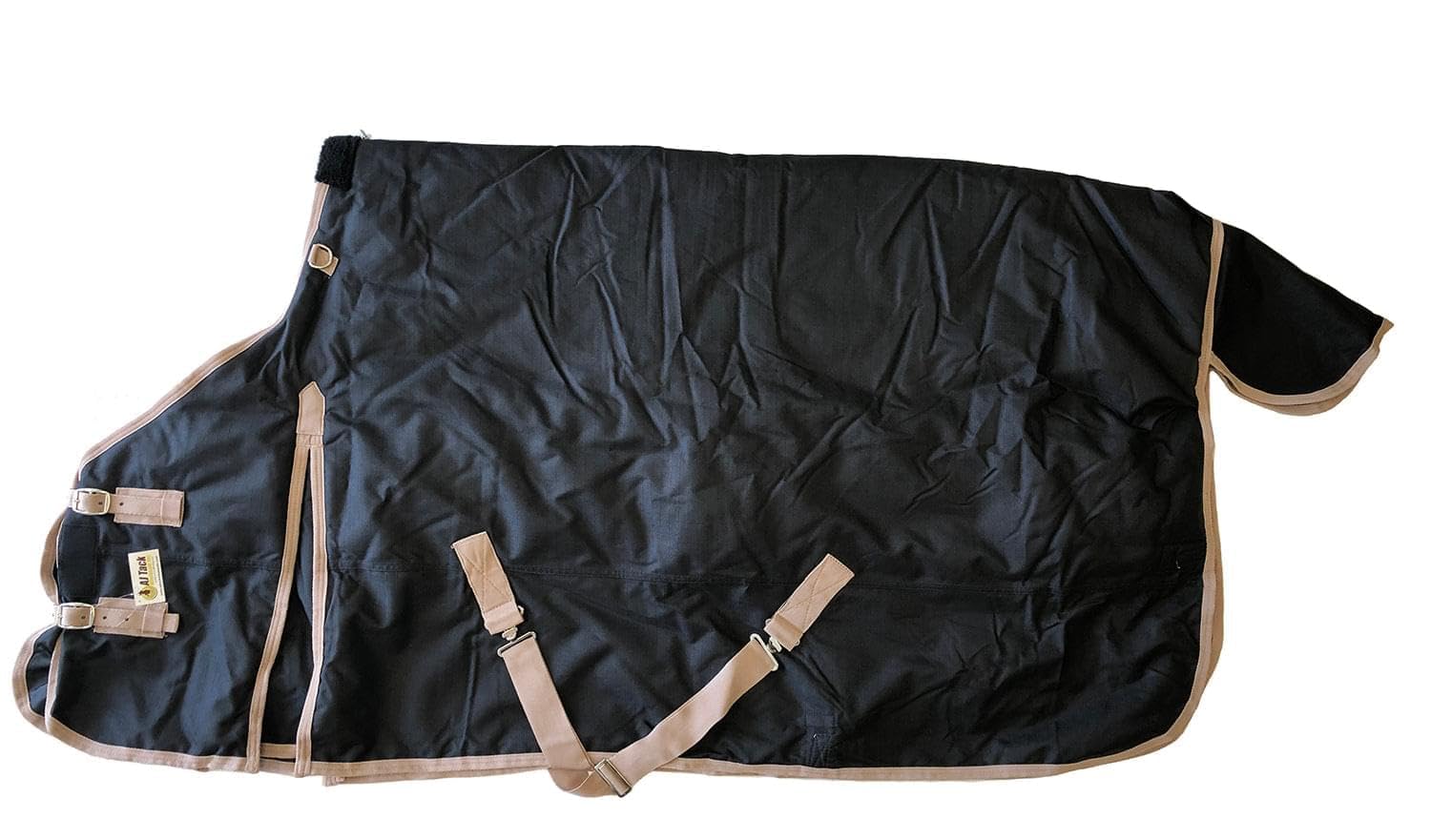 1200D Waterproof Heavyweight Horse Blanket - 400g Insulated Winter Turnout with Fleece Collar, Shoulder Gussets & Tail Flap - Black 78