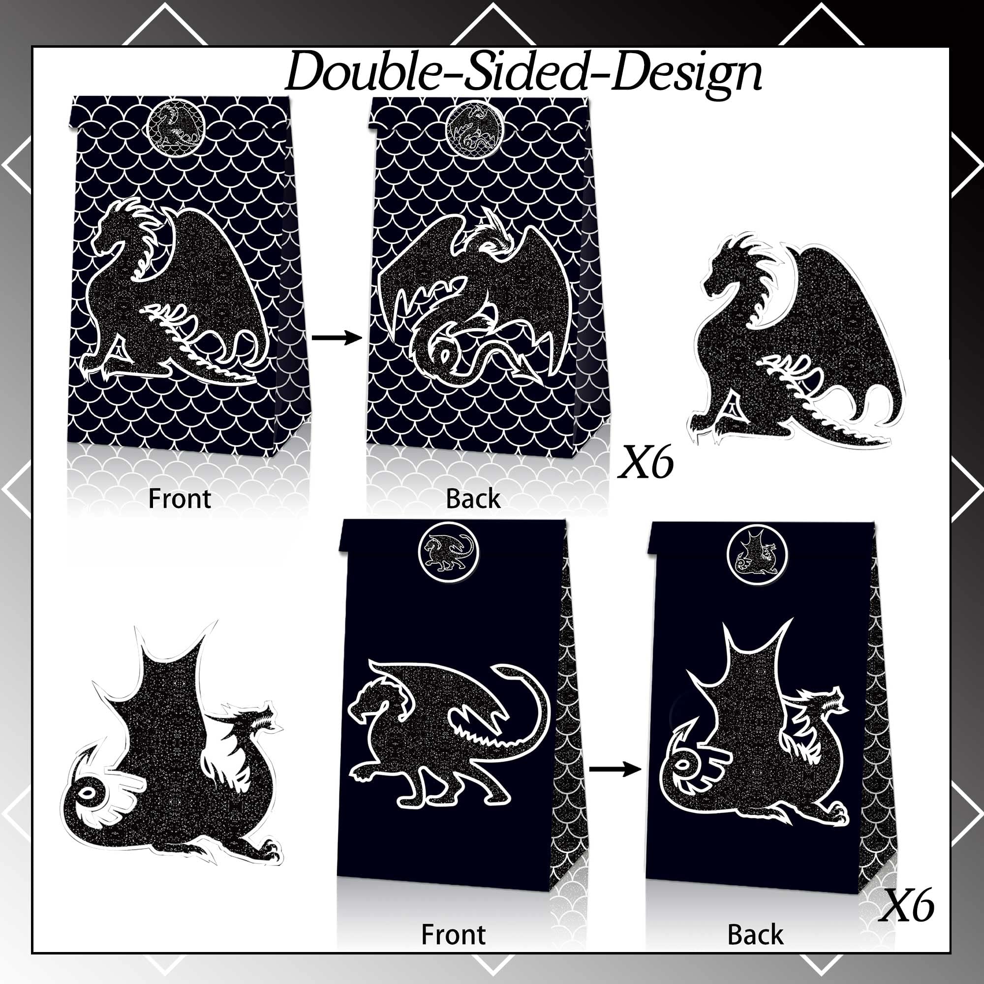 JeVenis Dragon Party Favor Bags - Fantasy Themed Party Supplies & Favors for Kids Birthday, Baby Shower, and Themed Events - Perfect for Dragon Birthday Party Decorations and Goodie Bags