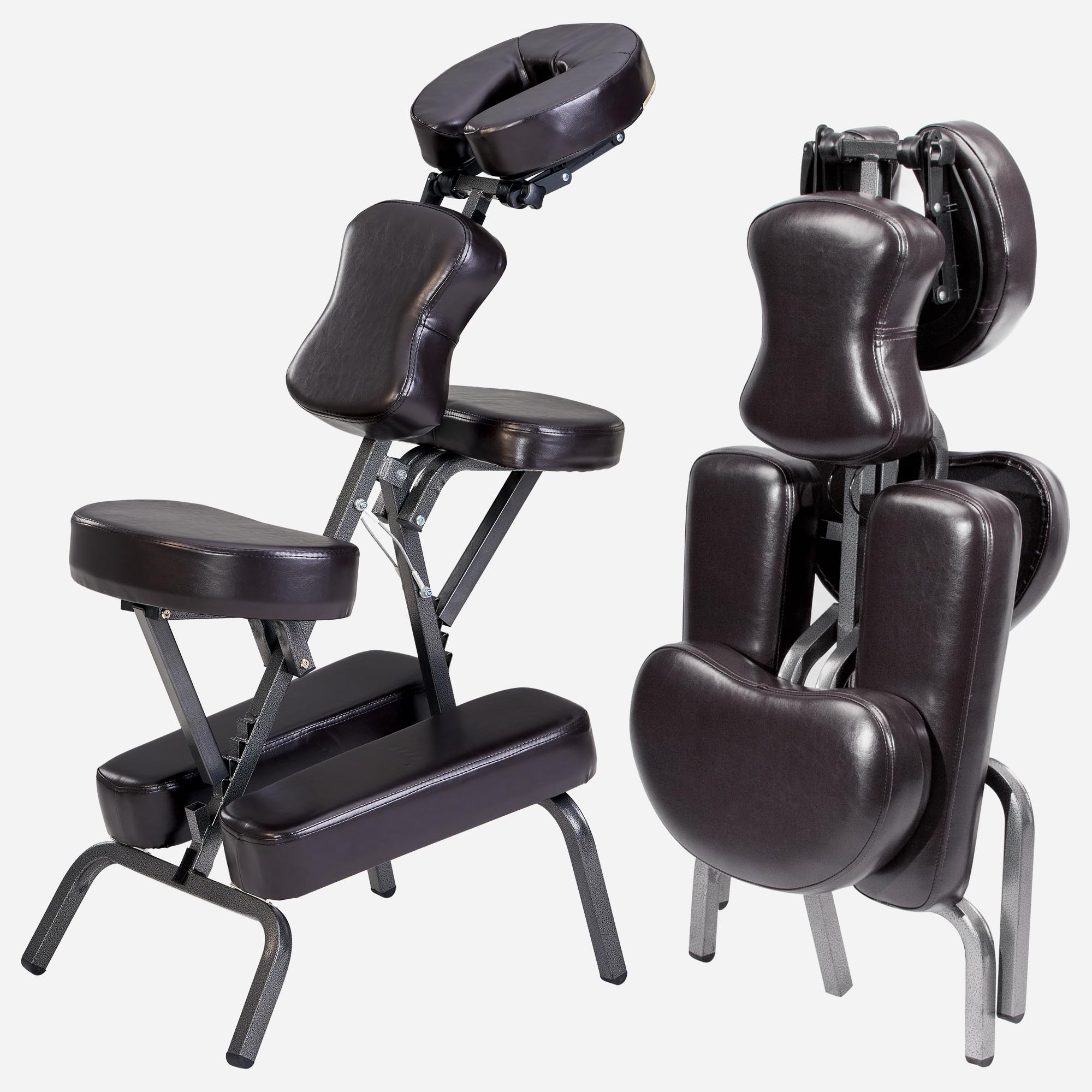 Portable Full Body Massage Chair - Lightweight Adjustable Folding Salon Chair with Carrying Case & Face Cradle - Perfect for Home Spa, Tattoo Parlors & Professional Use (Coffee Brown)