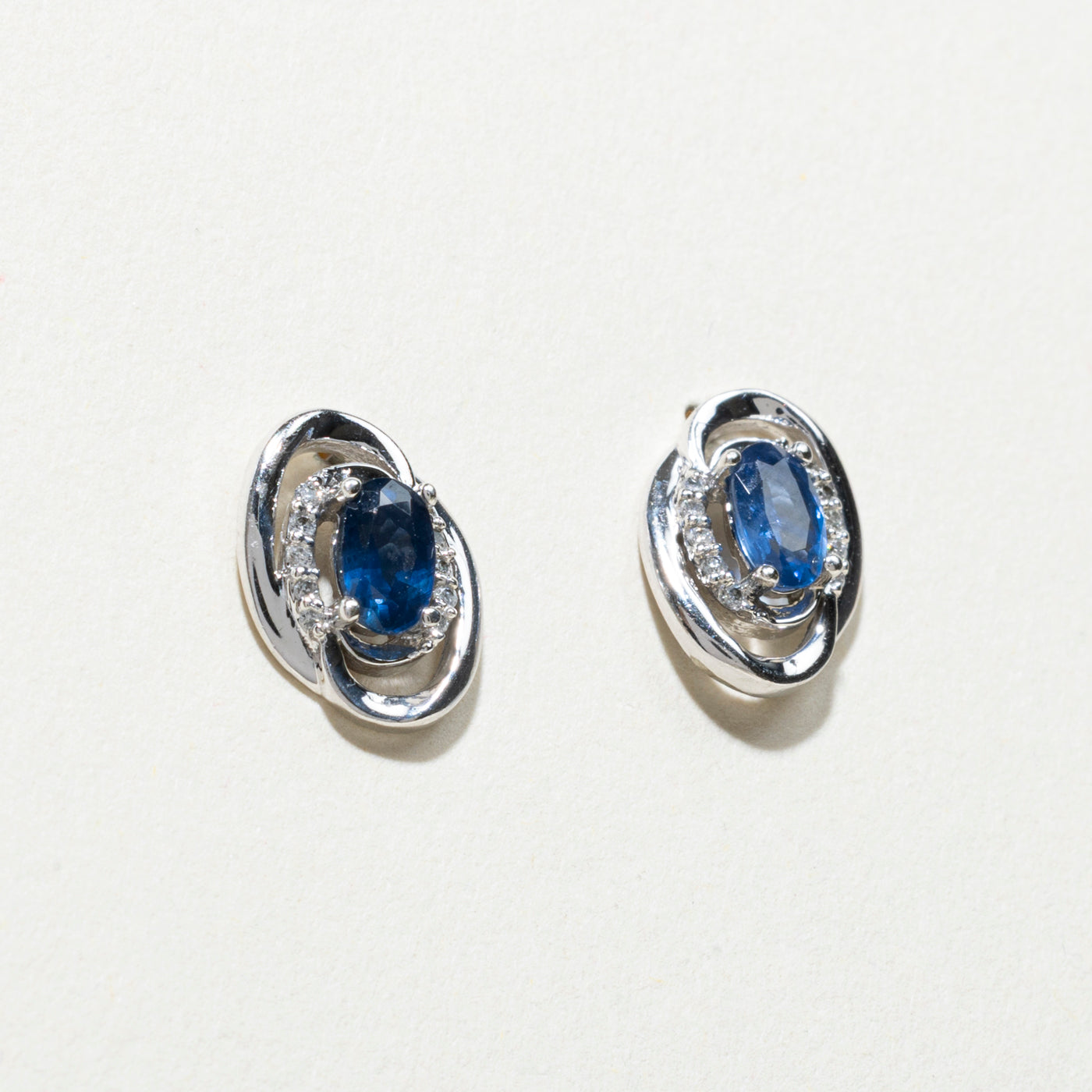 Exquisite 0.44ctw Sapphire & Diamond Stud Earrings | 0.04ctw Natural Gemstones | Perfect for Weddings, Anniversaries & Special Occasions