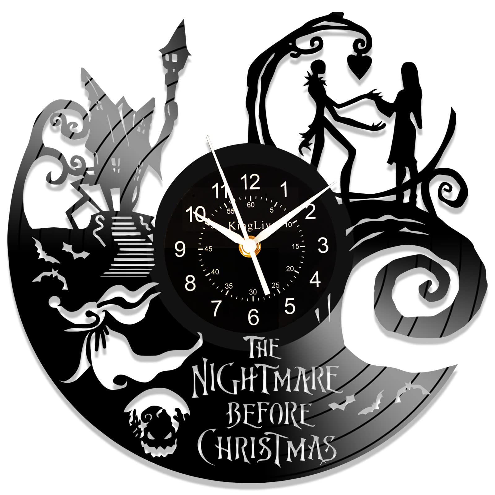 Deksu Classic Jack Decor Wall Clock - 12 Inch Silent Vinyl Record Clock with Cartoon Movie Theme - Vintage Aesthetic Room Decor for Living Room, Bedroom & Office