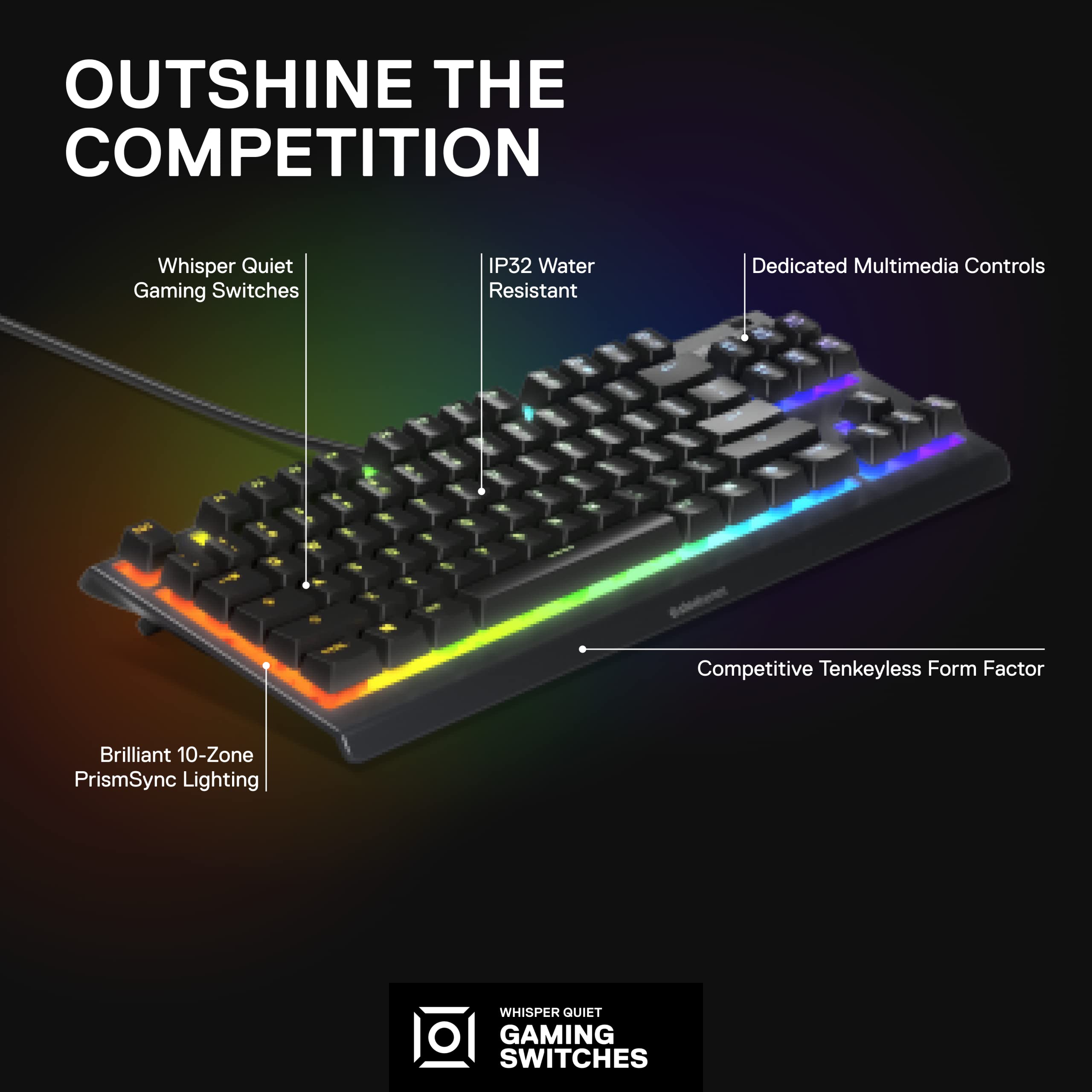 SteelSeries Aerox 3 Wireless Holey RGB Gaming Mouse & Apex 3 TKL RGB Gaming Keyboard Combo - Lightweight Esports Bundle for PC, PS5, Xbox Gaming Setup