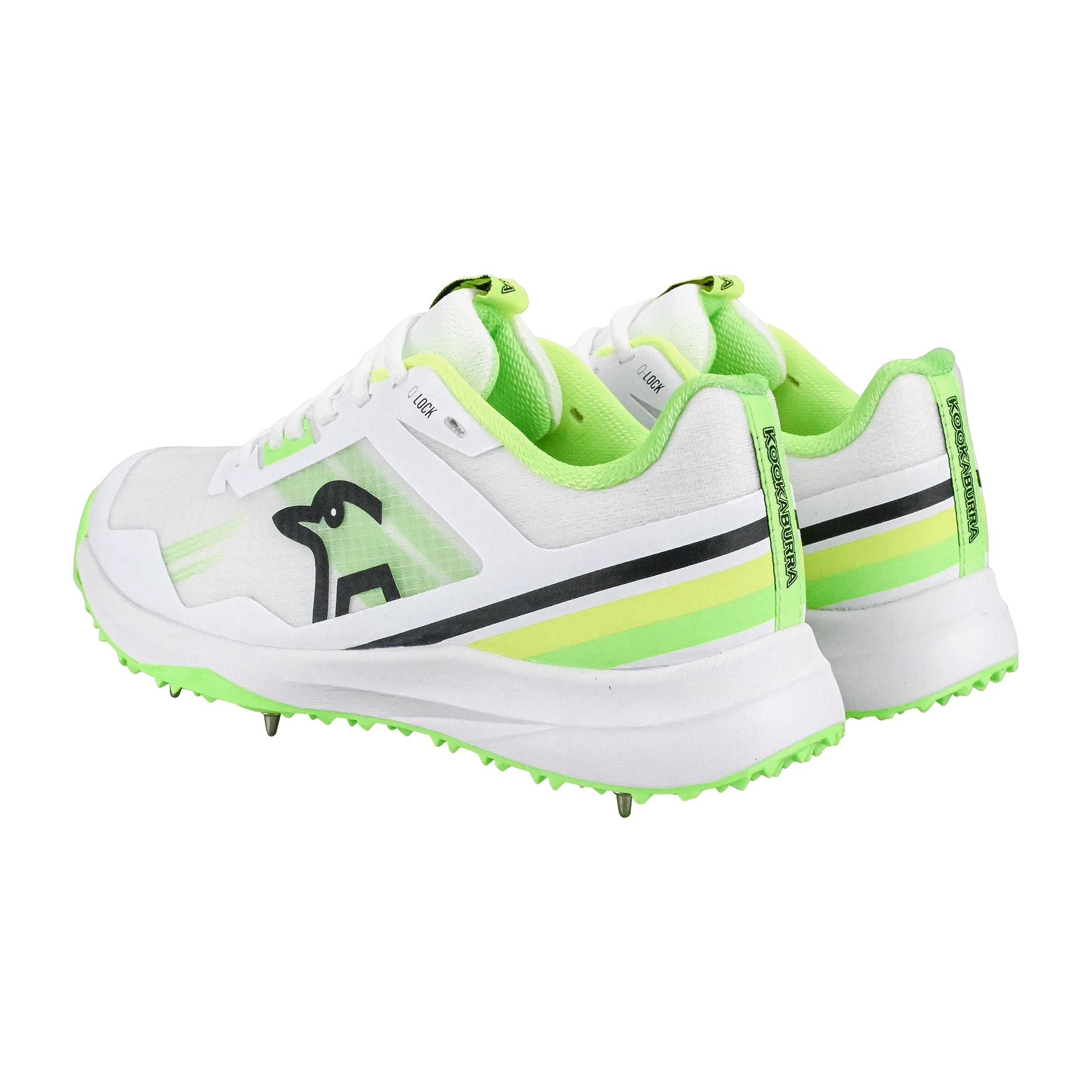 Kookaburra KC 2.0 Cricket Spike Shoes - White & Lime Green (2025) | Lightweight Performance Footwear for Cricket Matches & Training