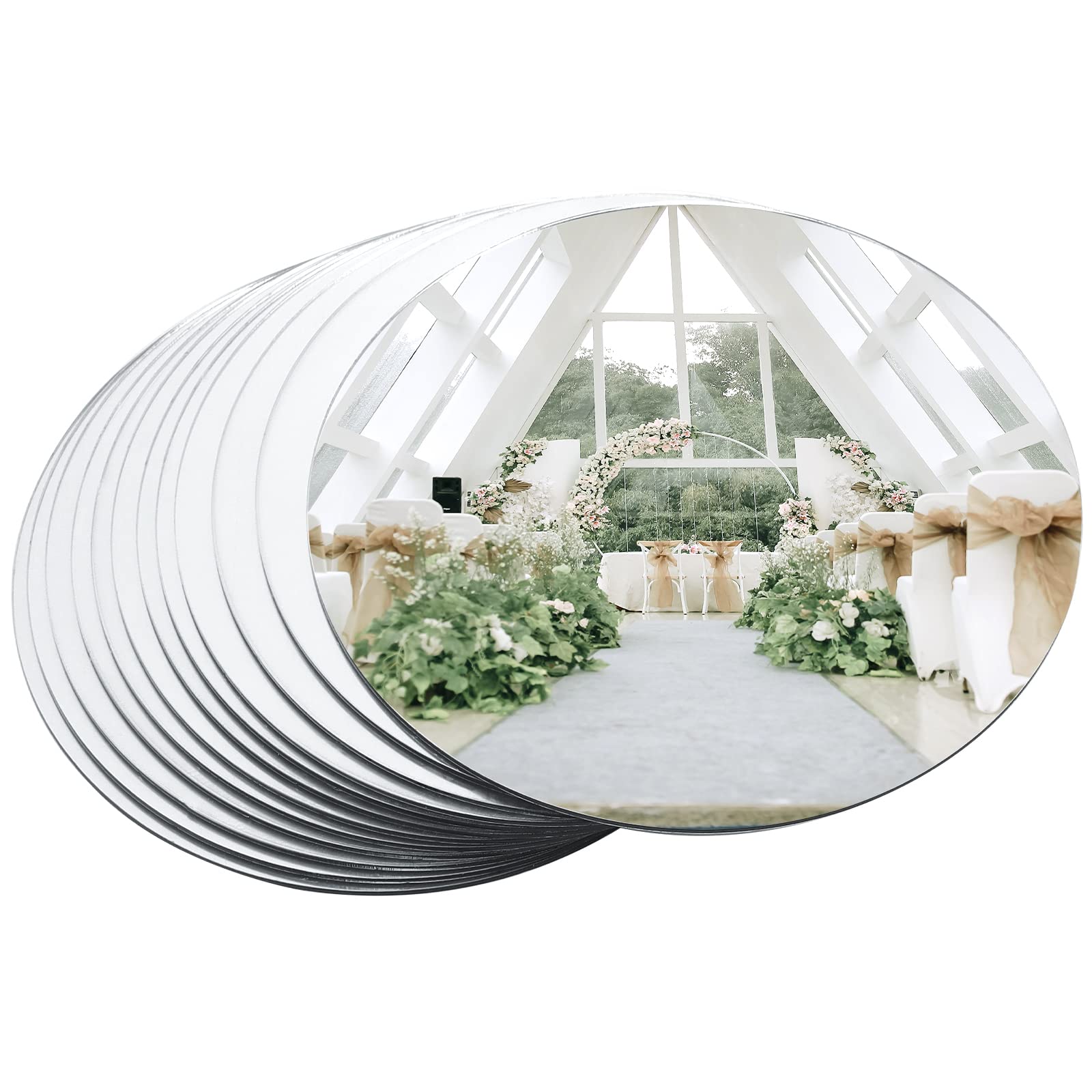 12 Pack Acrylic Round Mirror Centerpieces - 7.87