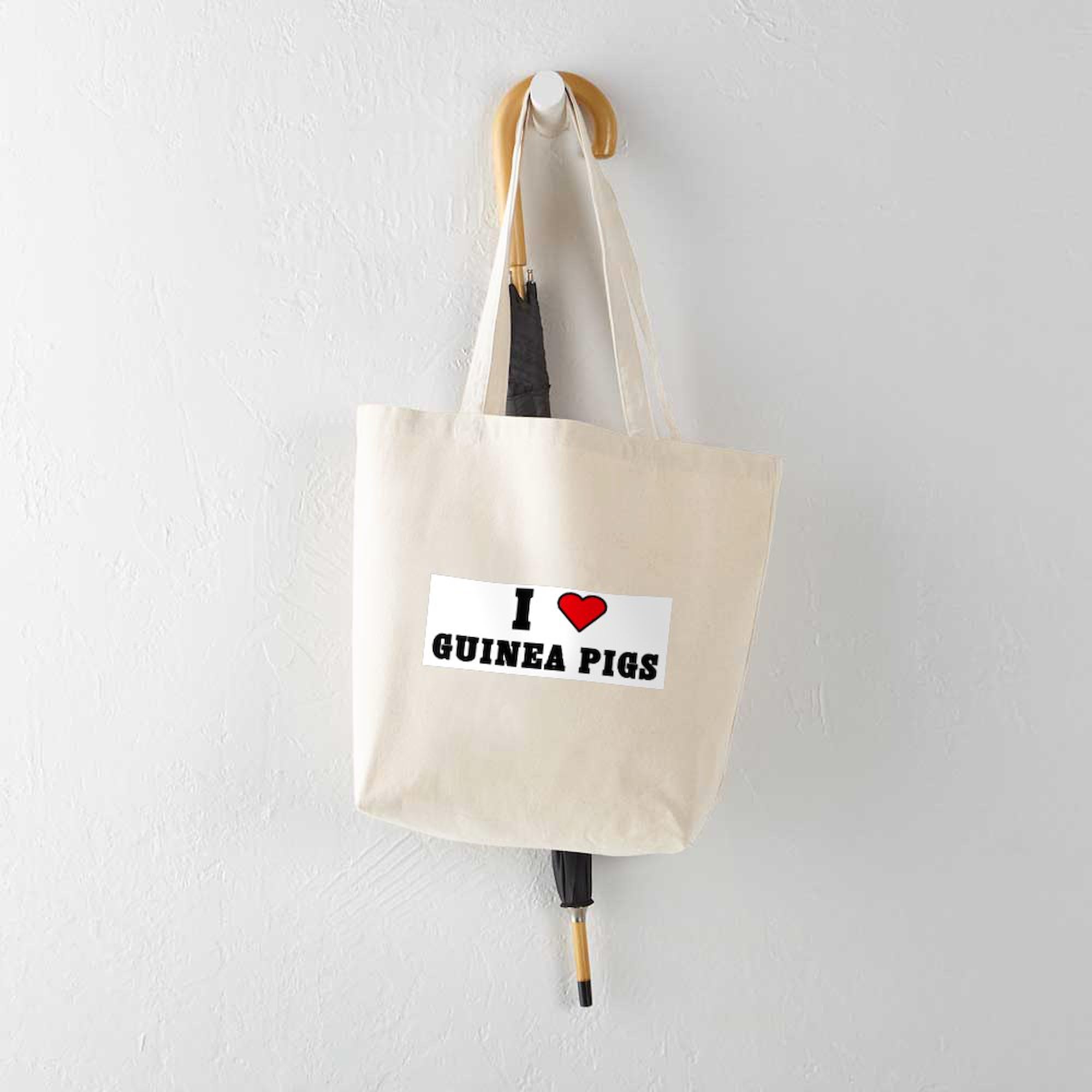 I LOVE GUINEA PIGS Tote Bag - Natural Canvas Reusable Shopping Bag for Groceries, Beach & Daily Use | Cute Guinea Pig Lover Gift