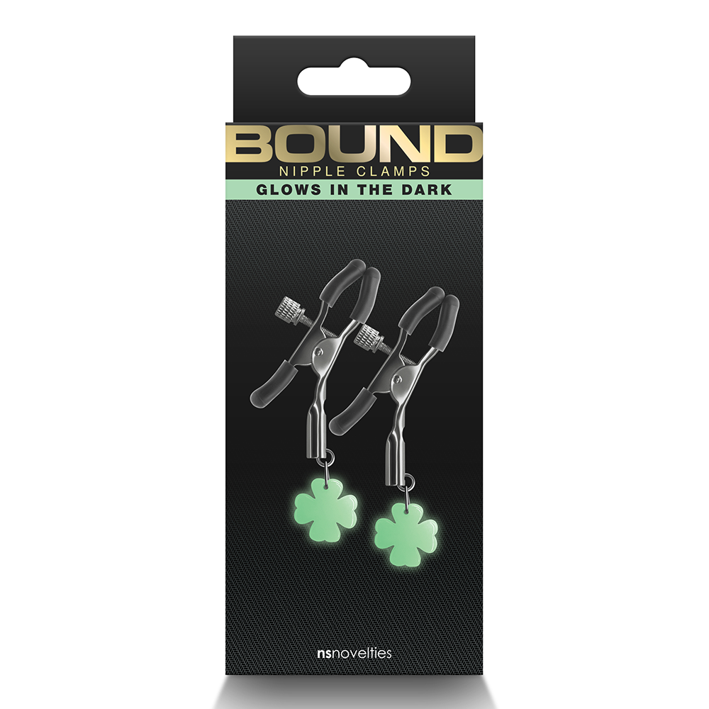 Glow in the Dark Shamrock Nipple Clamps - Adjustable BDSM Bondage Clamps for Sensual Play, Couples Toys & Adult Nighttime Fun