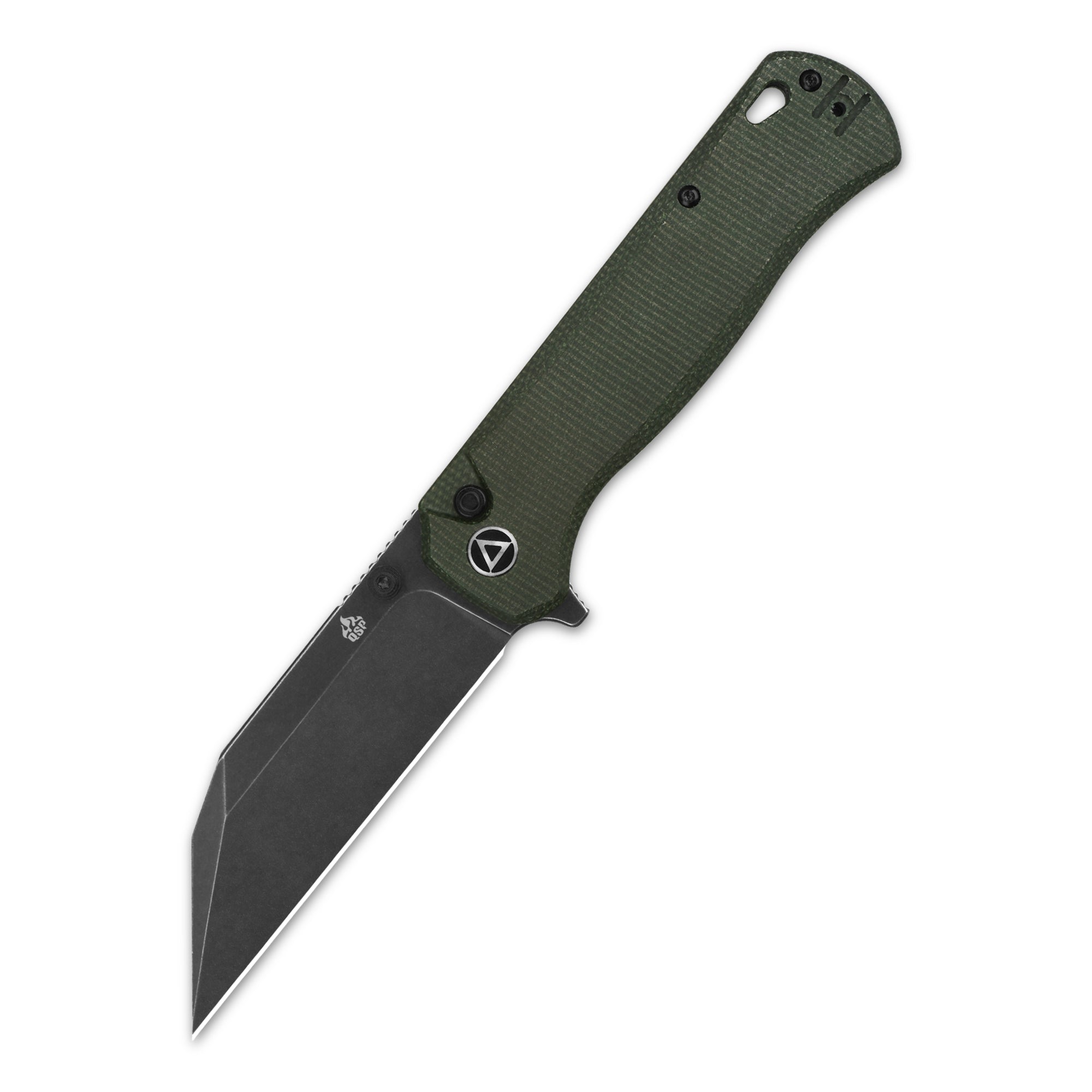 Premium QSP Swordfish Button Lock Pocket Knife - 14C28N Stainless Steel Blade with Green Micarta Handle - EDC Folding Knife for Camping, Hiking & Outdoor Adventures