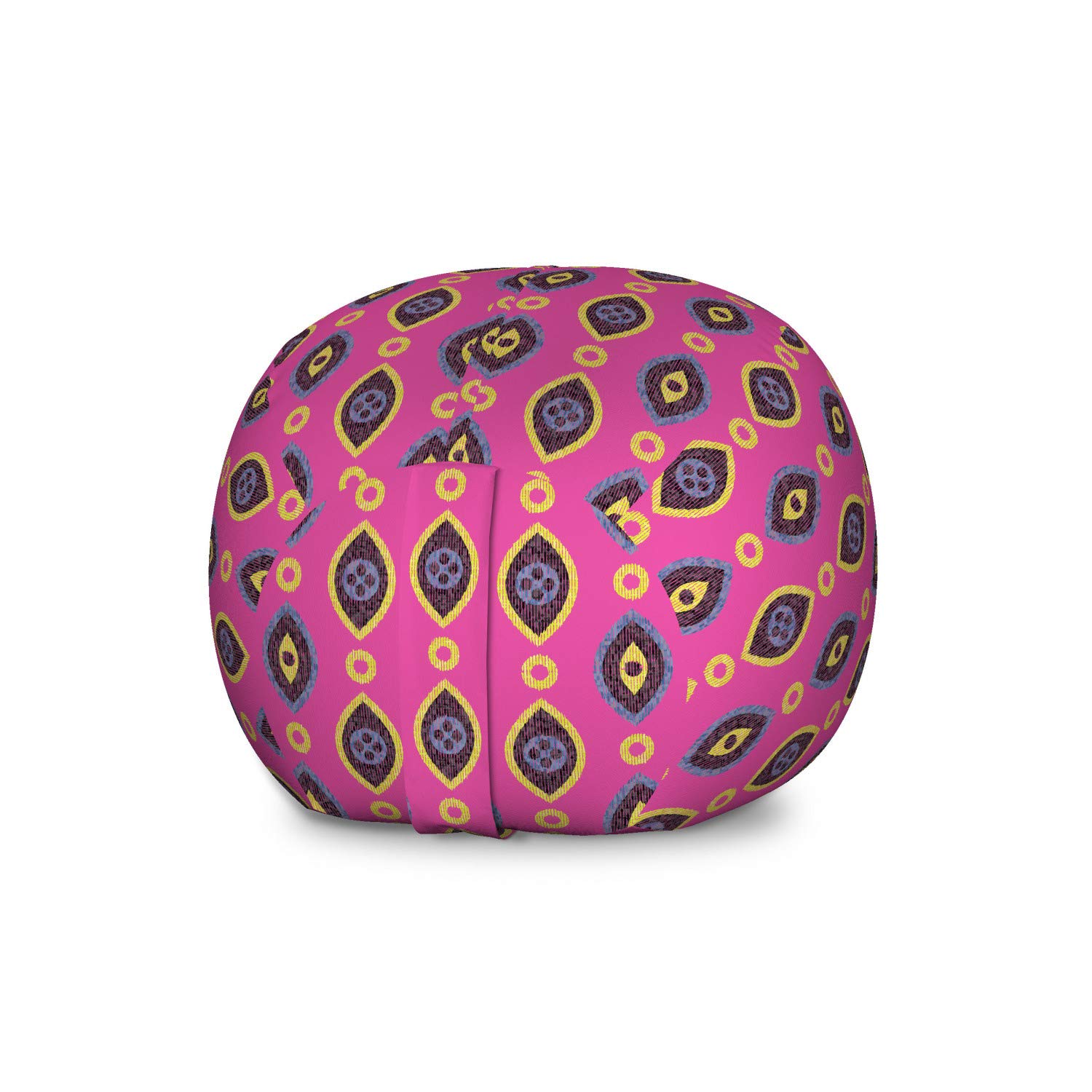Ambesonne Yellow and Purple Storage Toy Bag Chair - Large Washable Stuffed Animal Organizer with Vertical Stripes Geometric Design | Kids Room Decor, Playroom Storage, Nursery Organization