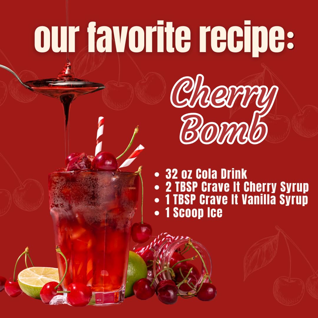 Premium Cherry Flavoring Syrup for Beverages - Enhance Soda, Coffee, Latte, Italian Soda & Lemonade | Create Cherry Coke at Home | 13 FL OZ Bottle | Perfect for Cocktails, Desserts & DIY Drinks