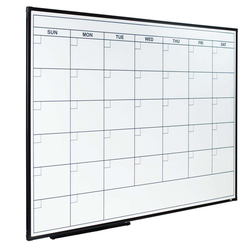 Lockways 48 x 36 Inch Magnetic Dry Erase Calendar Whiteboard - Monthly Planner with Ultra-Slim Black Aluminum Frame | Perfect for Office, Classroom & Home Organization