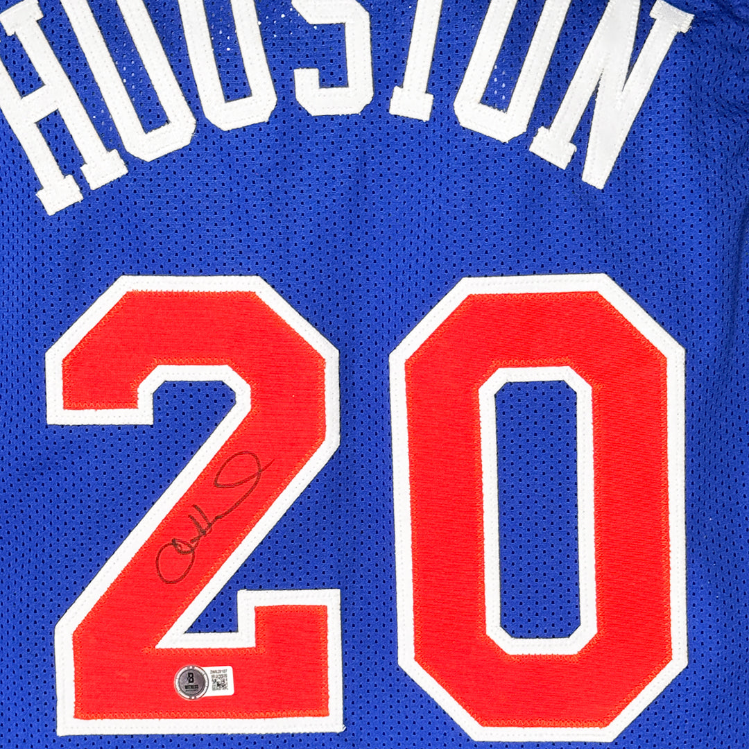 Authentic Alan Houston Autographed New York Knicks Blue Basketball Jersey - Beckett Certified - Perfect for Collectors & NBA Fans - Display at Home, Office, or Sports Memorabilia Collection