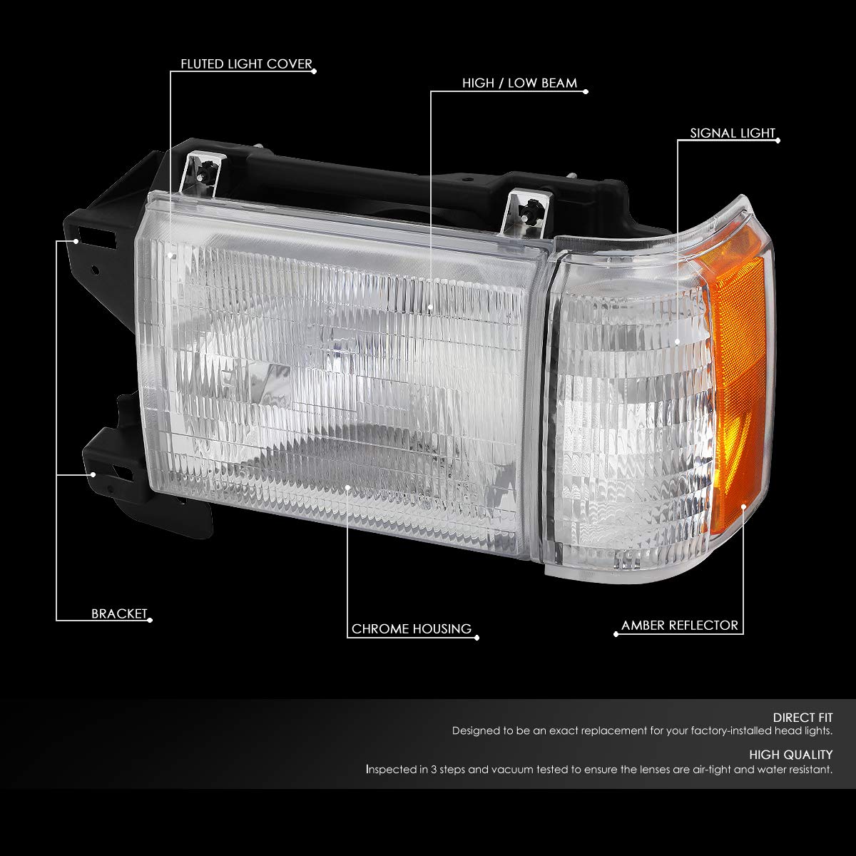 Ford Bronco F-150 Headlights Assembly 1987-1991 Replacement - Halogen OE Style for Off-Road & Night Driving