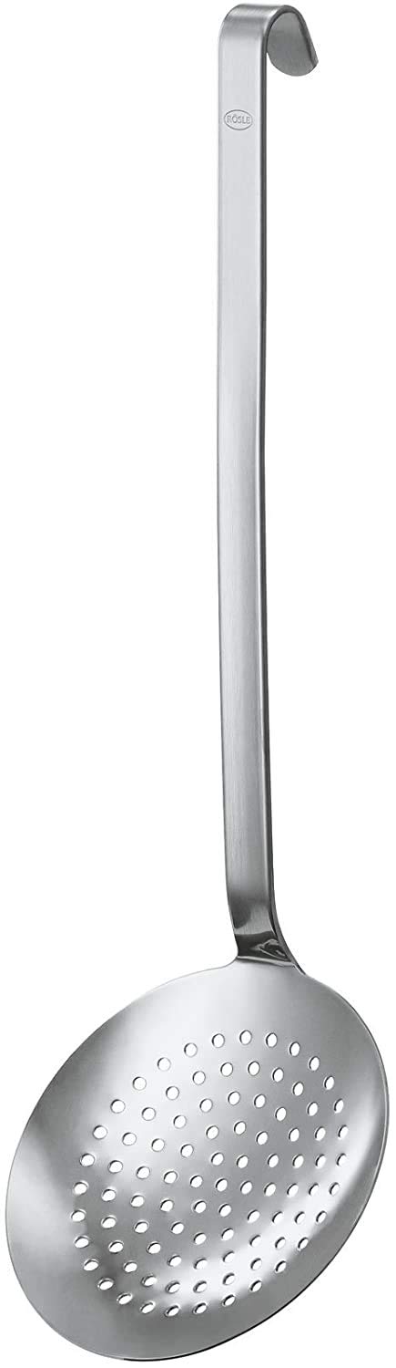 Rösle 3.9-Inch Stainless Steel Wire Kitchen Skimmer with Hook - Perfect for Deep Frying, Pasta, and Soup Making