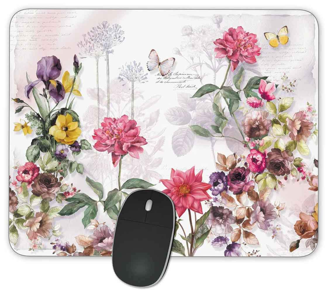 Non-Slip Rectangle Mouse Pad for Gaming & Office - Custom Vintage Floral Design (9.45 x 7.9 Inches) - Perfect for PC, Laptop & Computer Workstations
