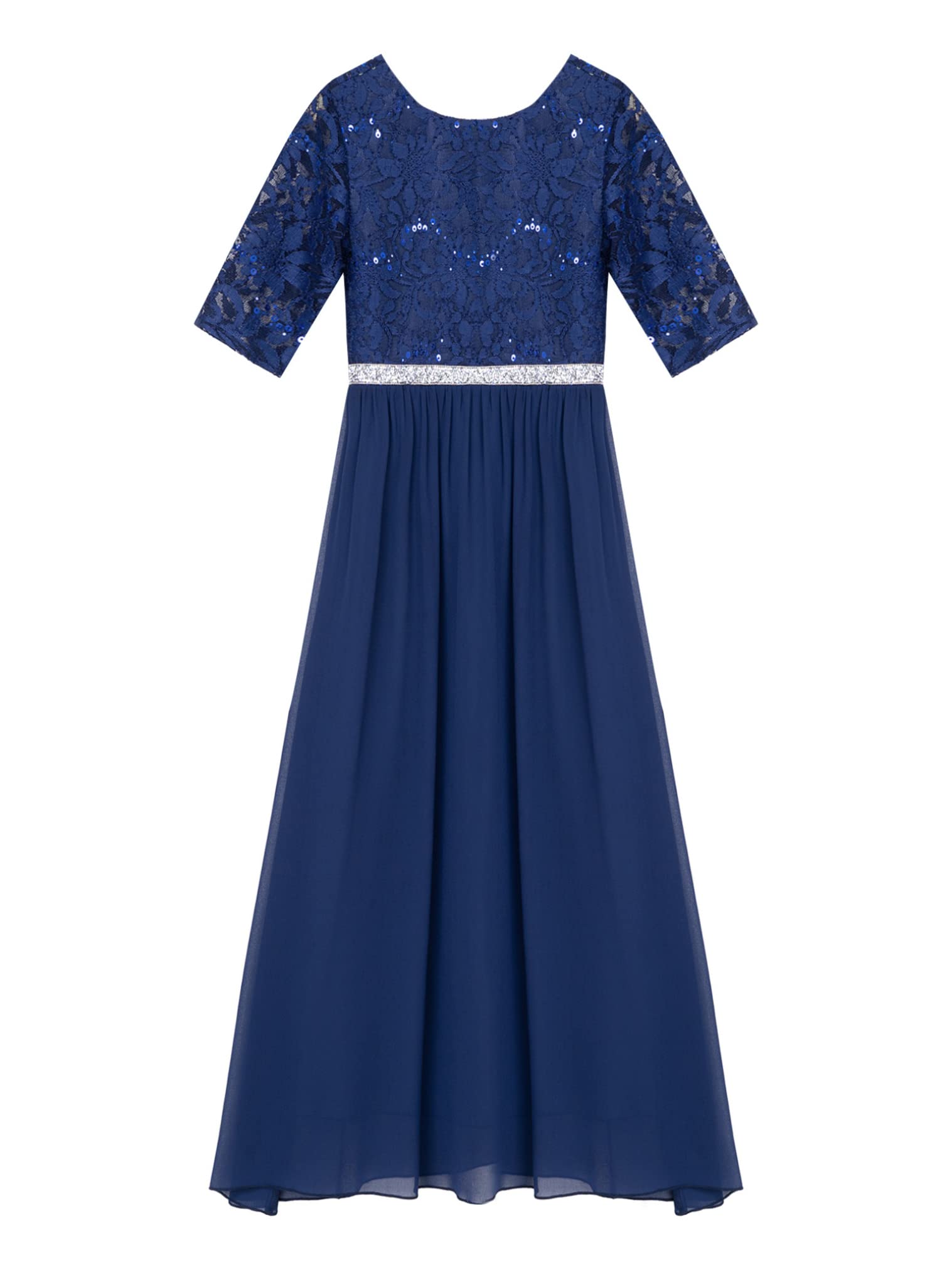Sparkly Rhinestone Flower Girls Dress - Lace Chiffon Princess Party Dress for Weddings, Birthday & Pageant | Perfect for Flower Girls, Birthday Celebrations & Special Occasions