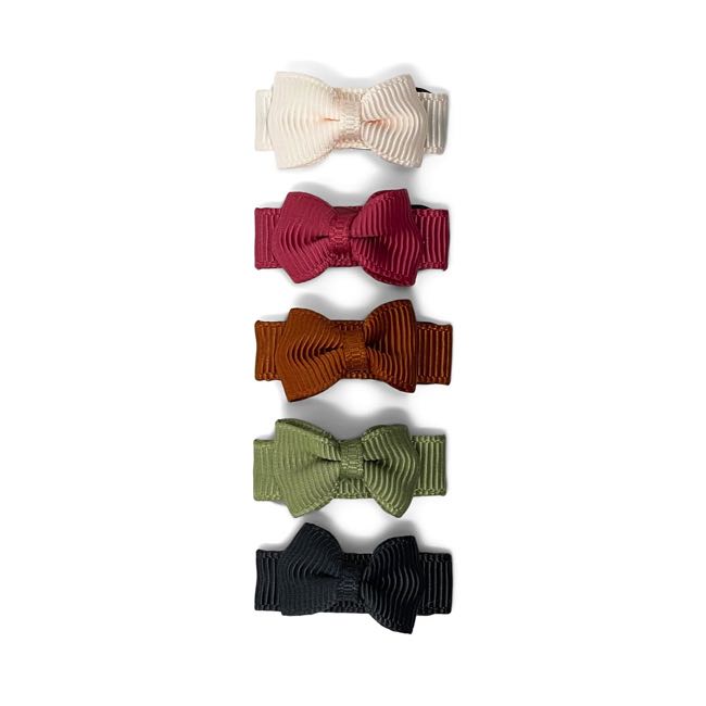 Baby Wisp Tuxedo Bow Snap Clips 5-Pack - Elegant Hair Accessories for Infants & Toddlers - Perfect for Weddings, Holidays & Special Occasions