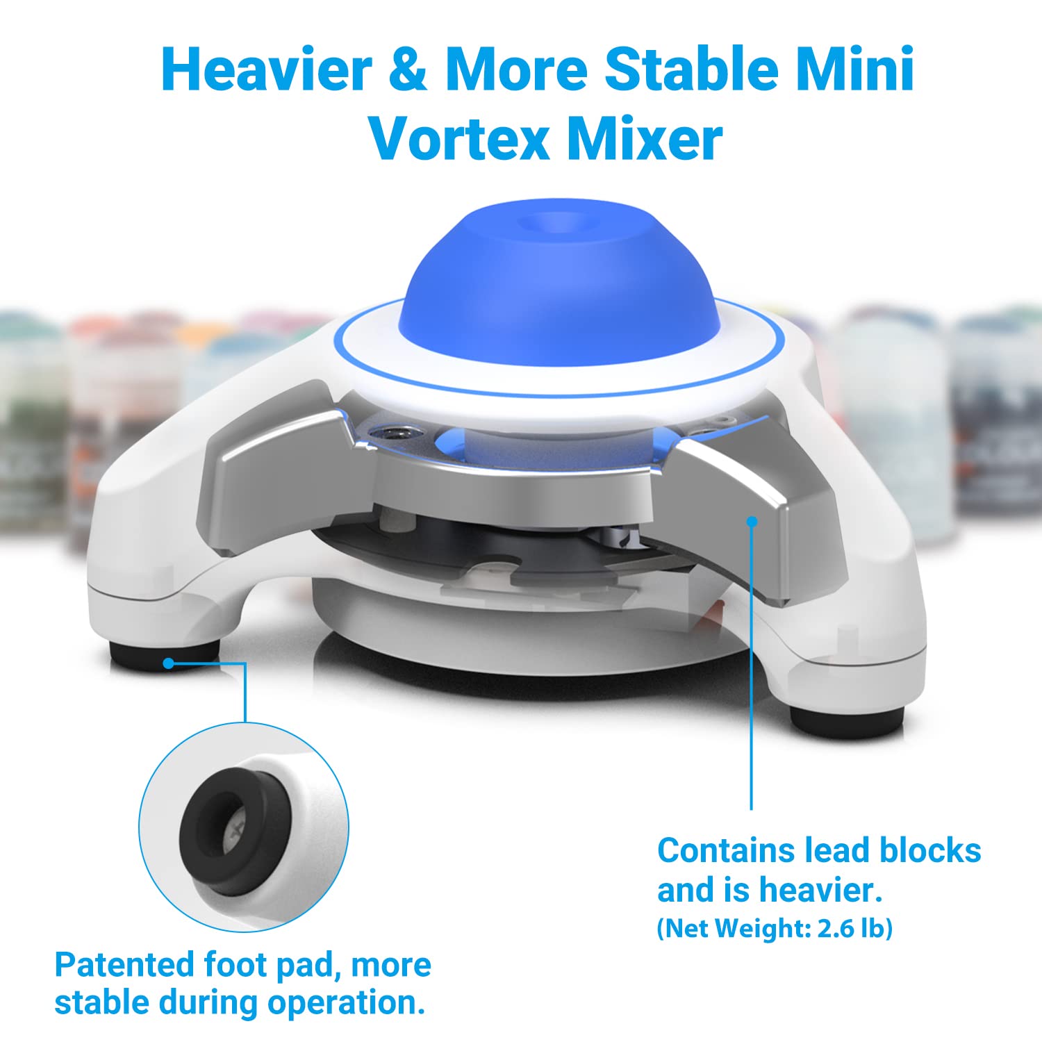 FOUR E'S SCIENTIFIC Mini Vortex Mixer - 5600rpm Lab Vortex Shaker with Touch Control, Portable Paint Mixer for Acrylic Paints, Miniature Models & Nail Polish - Perfect for Hobbyists, Artists & DIY Nail Art
