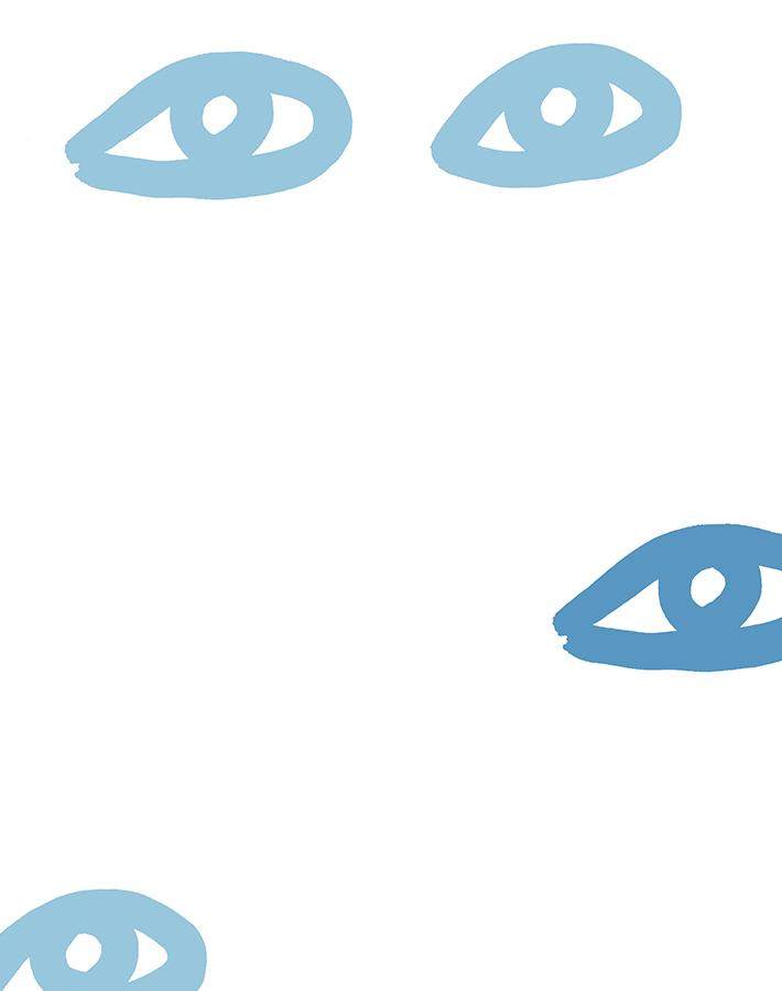 Clare V. Light Blue 'Eyes' Wallpaper - Modern Peel & Stick Removable Wallpaper for Bedroom, Living Room & Nursery Decor
