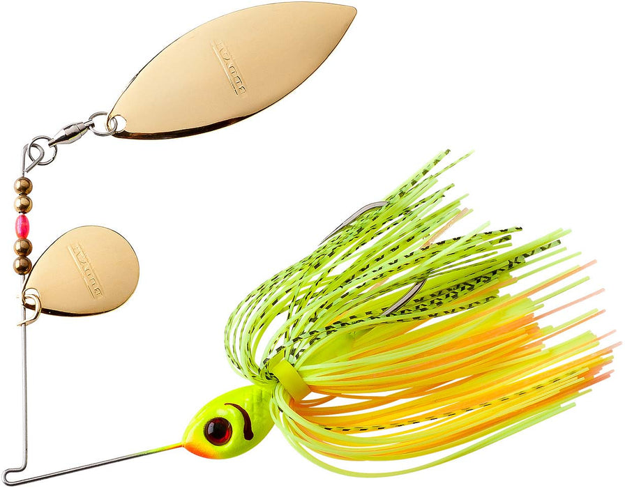 Booyah BYBT14639 Tandem Blade Spinnerbait Fishing Lure - 1/4 oz, Chartreuse Color - Perfect for Bass, Walleye, and Pike Fishing in Freshwater Lakes and Rivers