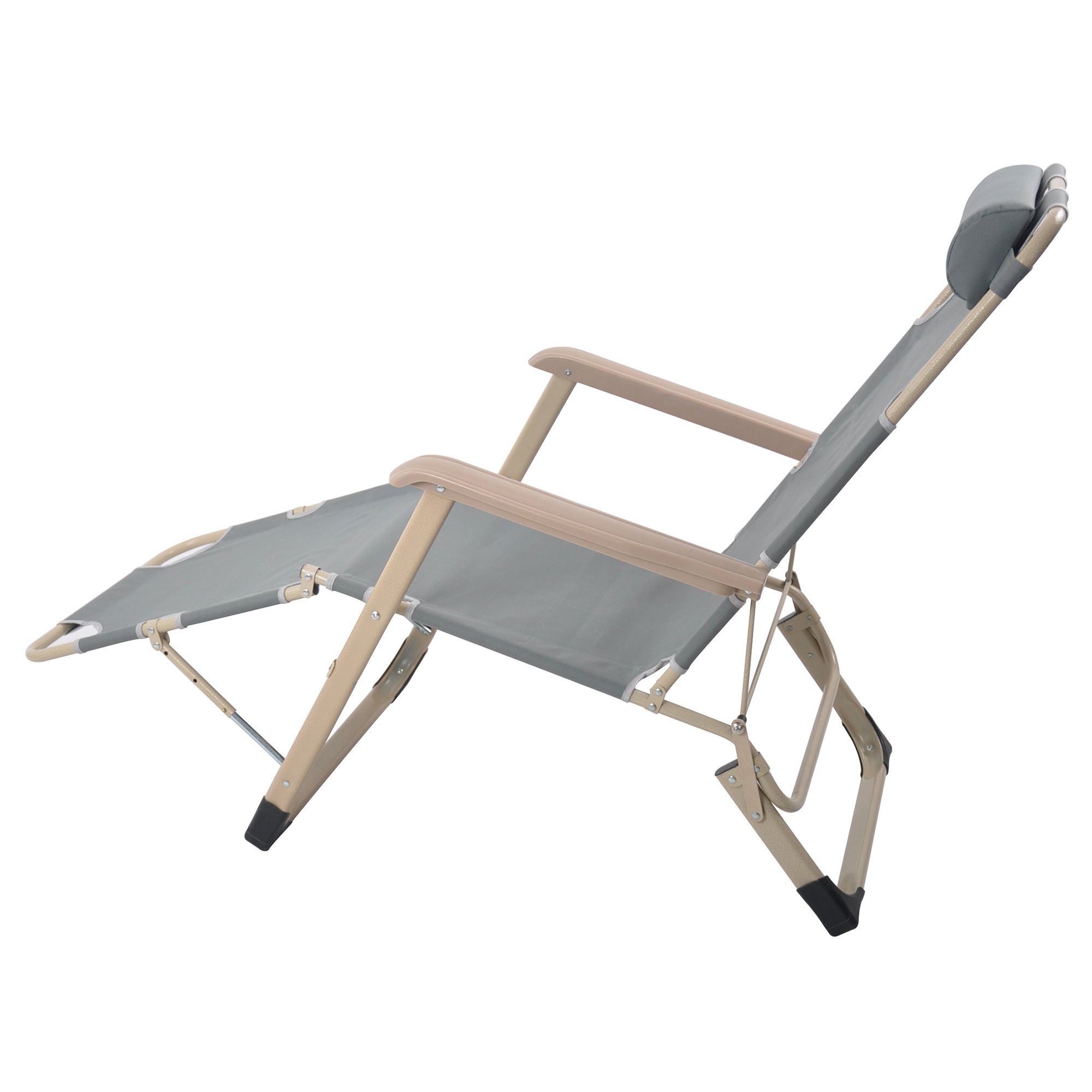 2 Pack Adjustable Patio Chaise Lounge Chairs - Convertible to Full Flat Cots, Foldable Reclining Outdoor Chairs for Lawn, Camping, Beach & Pool - Perfect for Sunbathing, Relaxing and Backyard Lounging