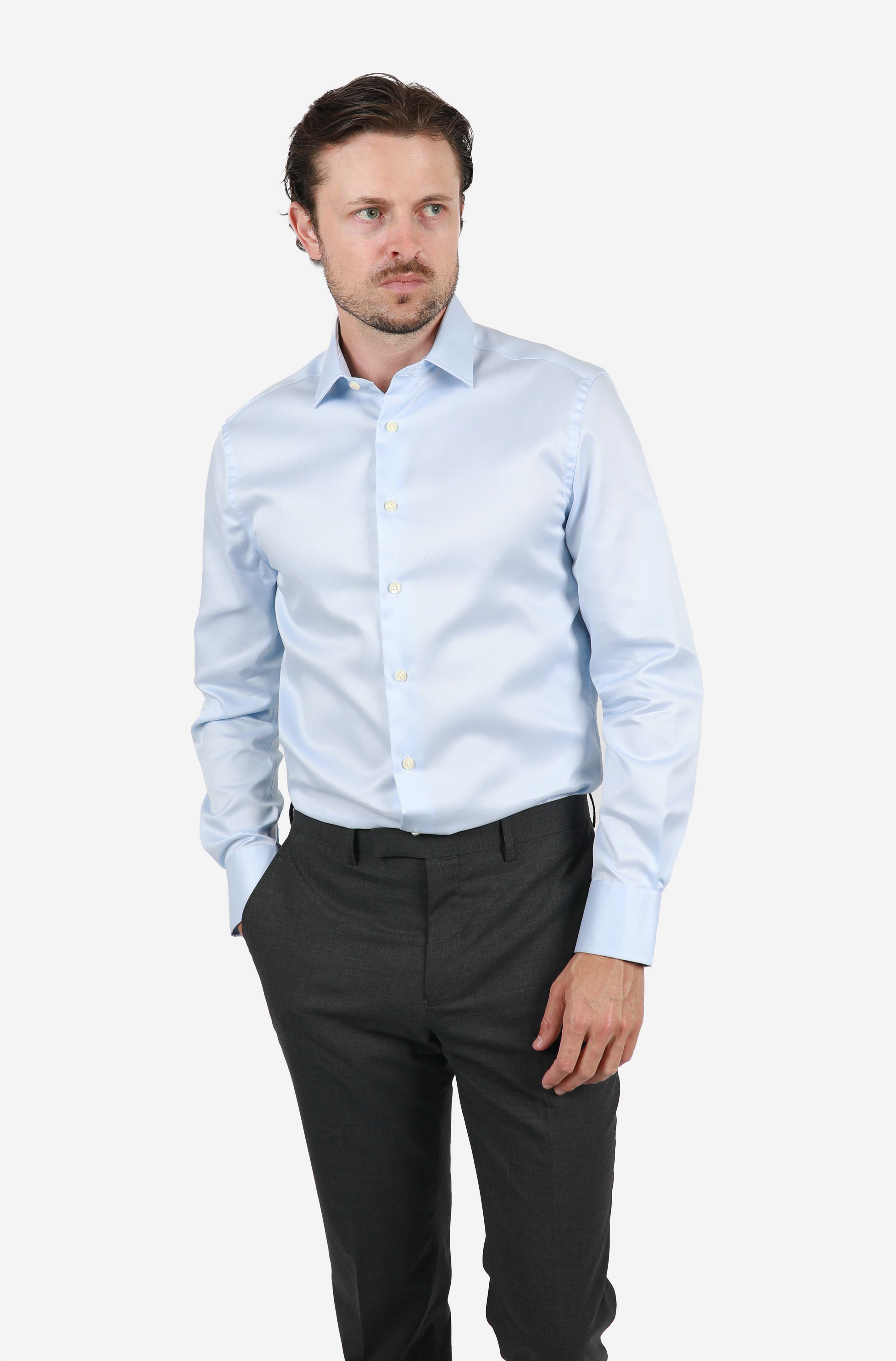 Blue Micro Twill Slim Fit Shirt for Men | Comfortable & Stylish Casual Wear for Office, Dating & Outdoor Activities