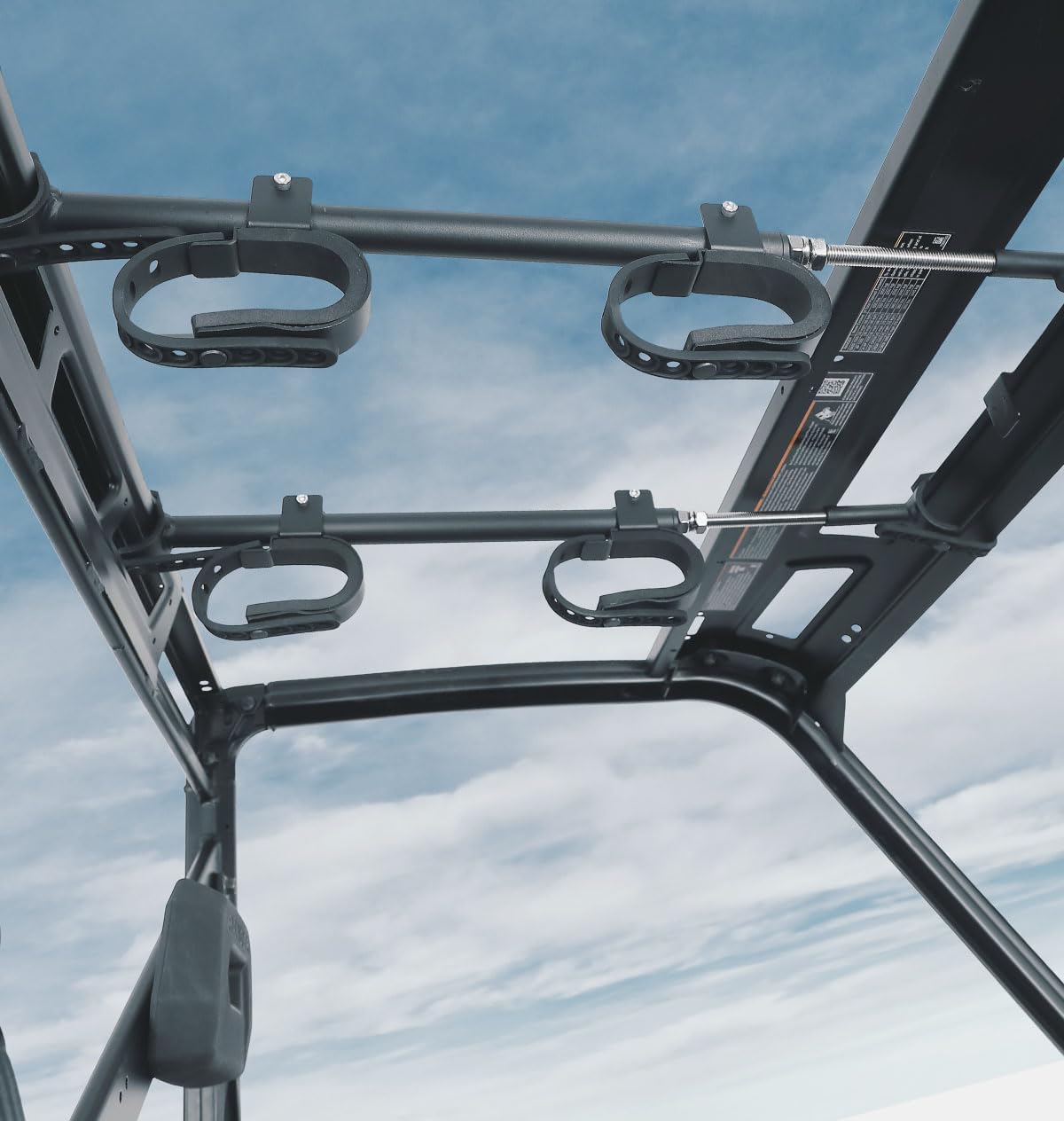 KEMIMOTO UTV Overhead Tool Holder Rack - Heavy Duty Roof Mounted Hunting Gear Organizer for 23-32 inch Roll Bars | Fits Polaris Ranger & Kawasaki Mule | Perfect for Off-Roading, Camping & Outdoor Adventures