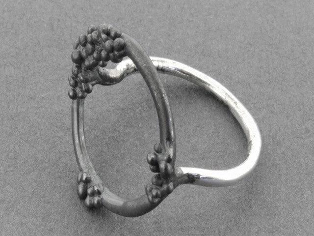 Elegant Beaded Circle Ring in Oxidized Silver - Perfect for Boho Chic & Everyday Wear
