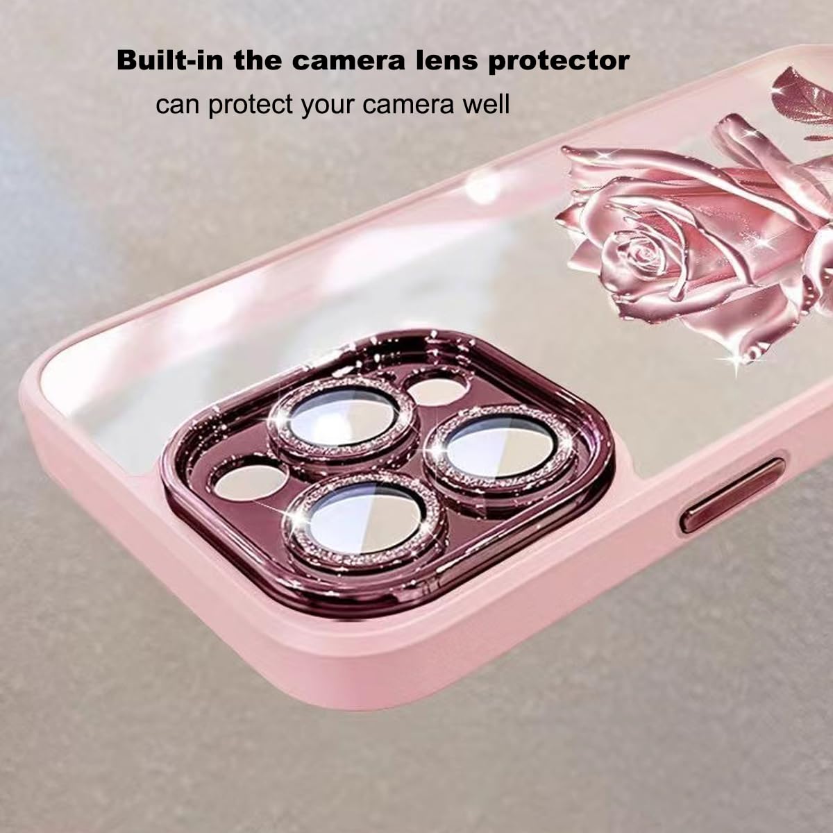 Crystal Clear Fairy Rose iPhone 15 Plus Case with Glitter Floral Design & Camera Protector | Slim TPU Bumper Phone Cover for Women & Girls | Perfect for Everyday Use, Parties & Special Occasions | iPhone 15 Plus 6.7
